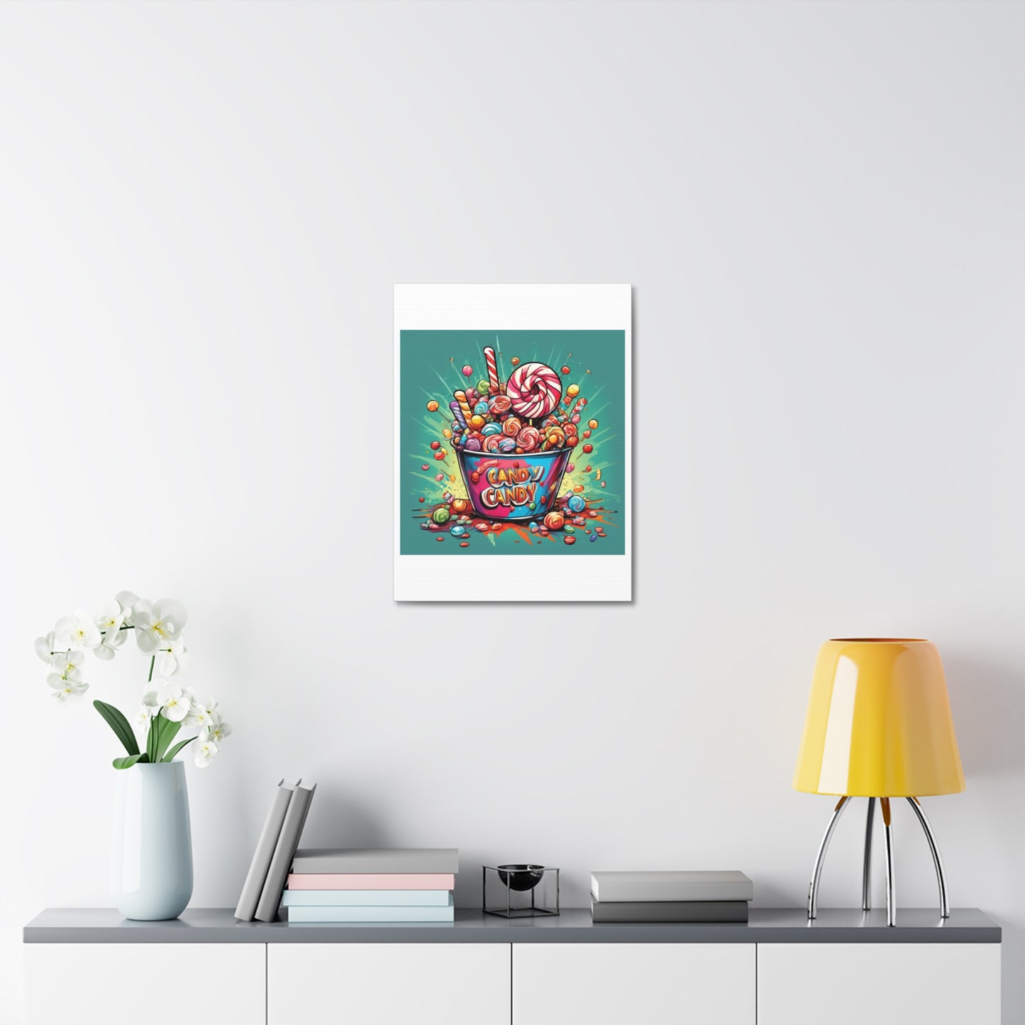 Holiday Candy Bucket Sweets Gift Art Canvas