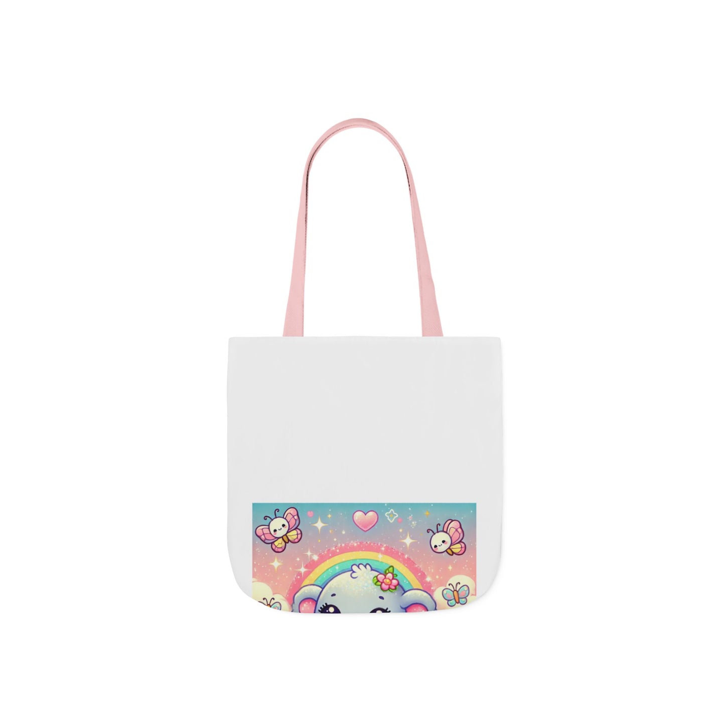 Pastel Rainbow Baby Elephant Floral Canvas Tote Bag