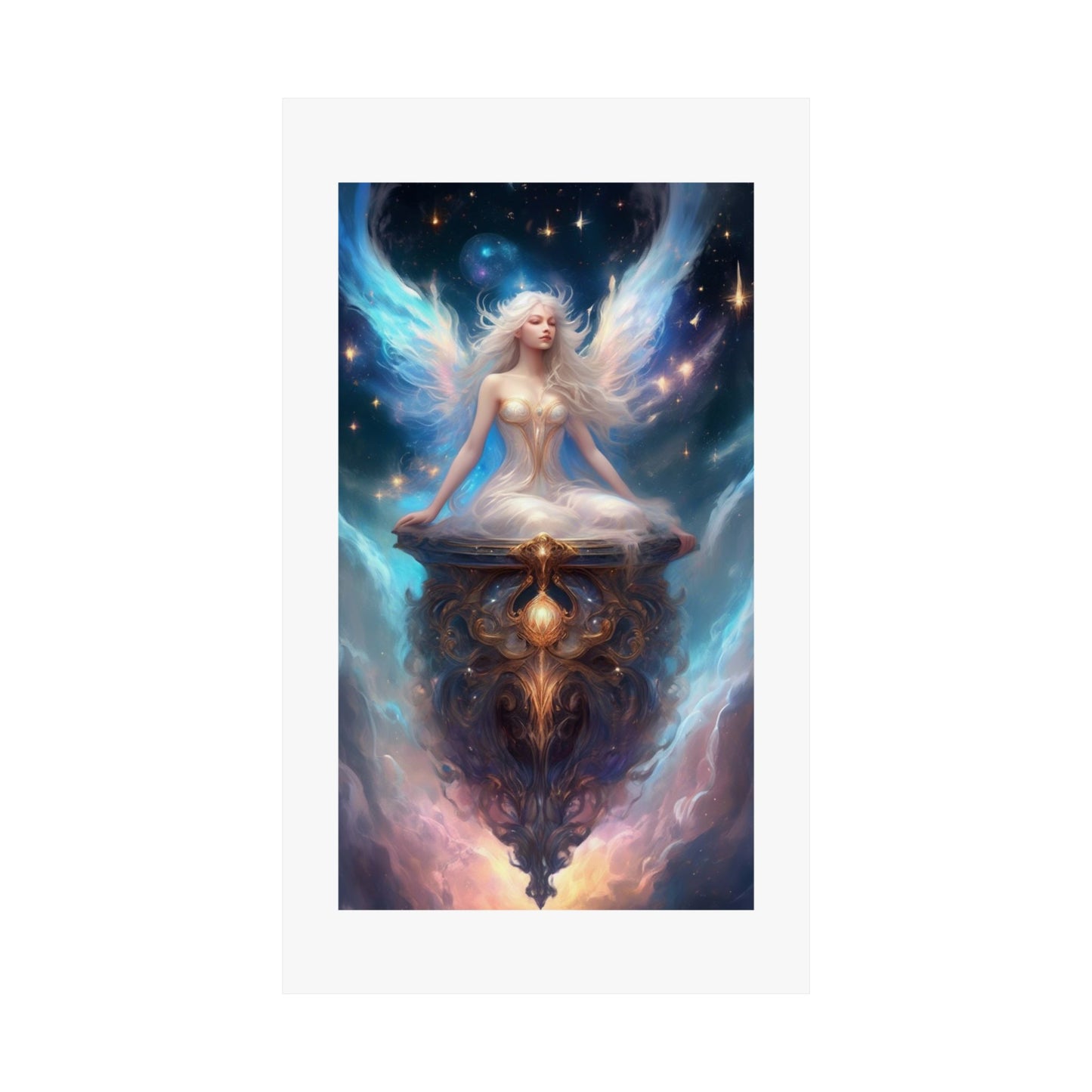 Celestial Winged Meditation Fantasy Portrait Poster