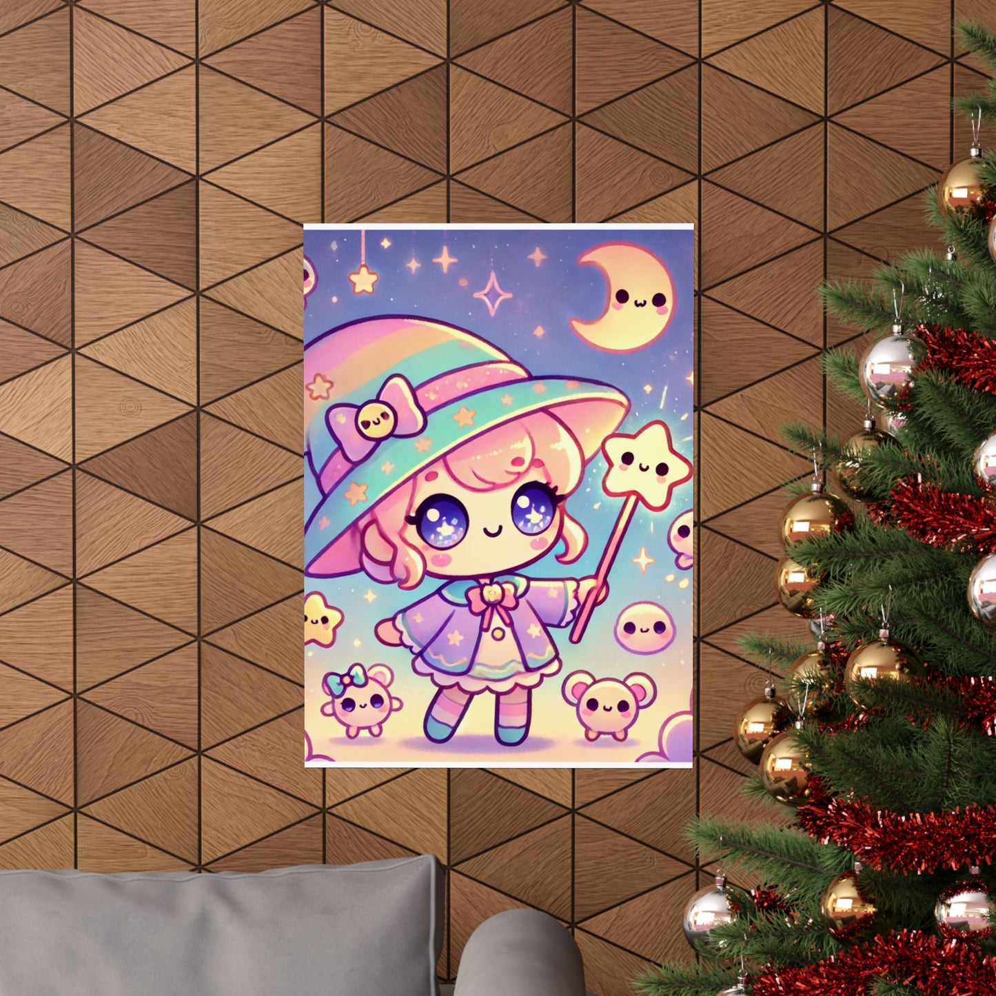 Kawaii Moon Wand Pastel Fantasy Wall Art Poster