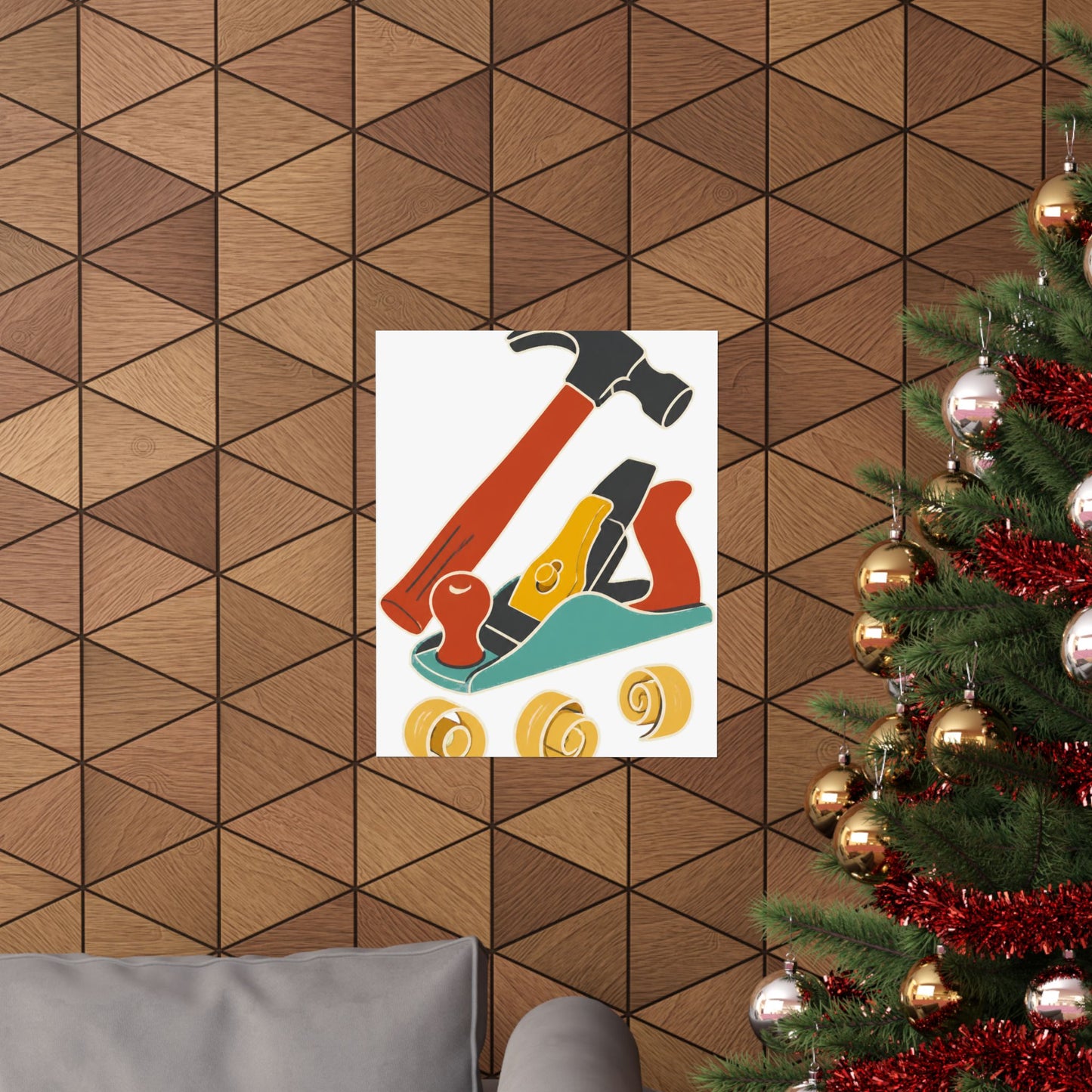 Carpenter Hammer Hand Plane Woodworking Art Poster