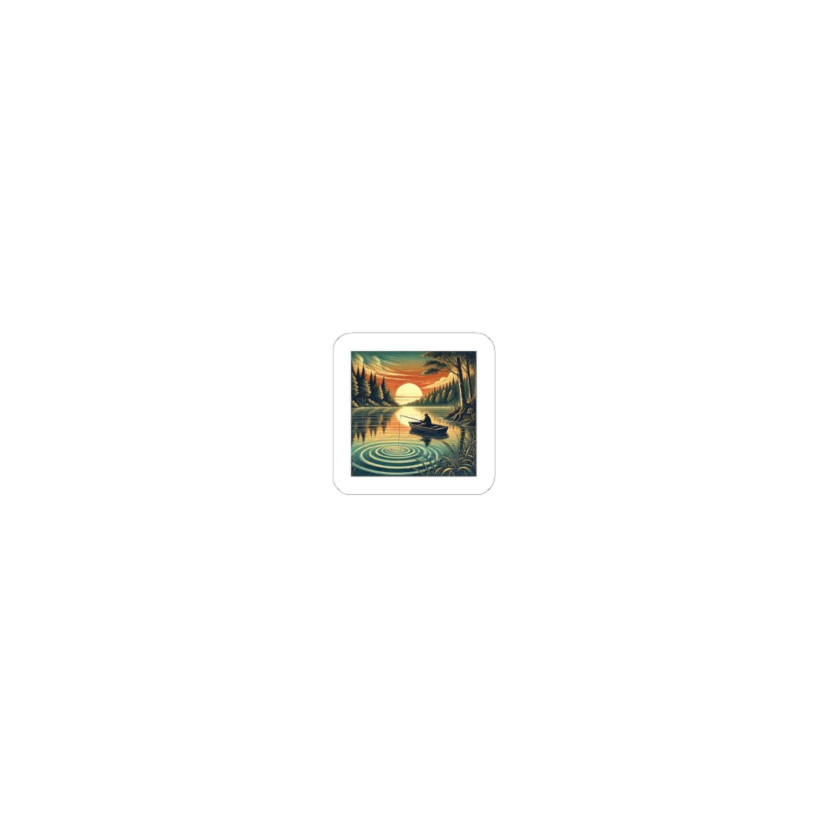 Sunset Lake Fishing Retreat Angler Sticker for Outdoor Gear Gift