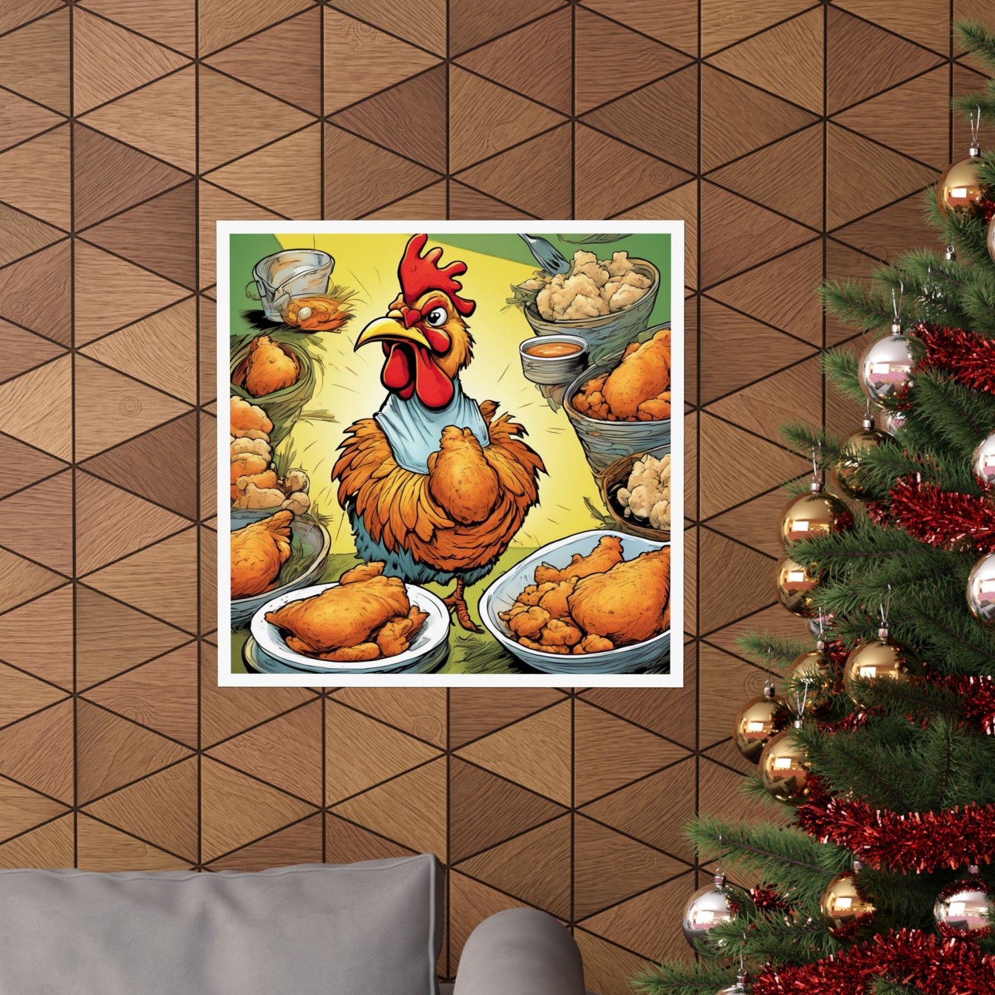 Funny Chicken Fried Food Comfort Food Art Poster
