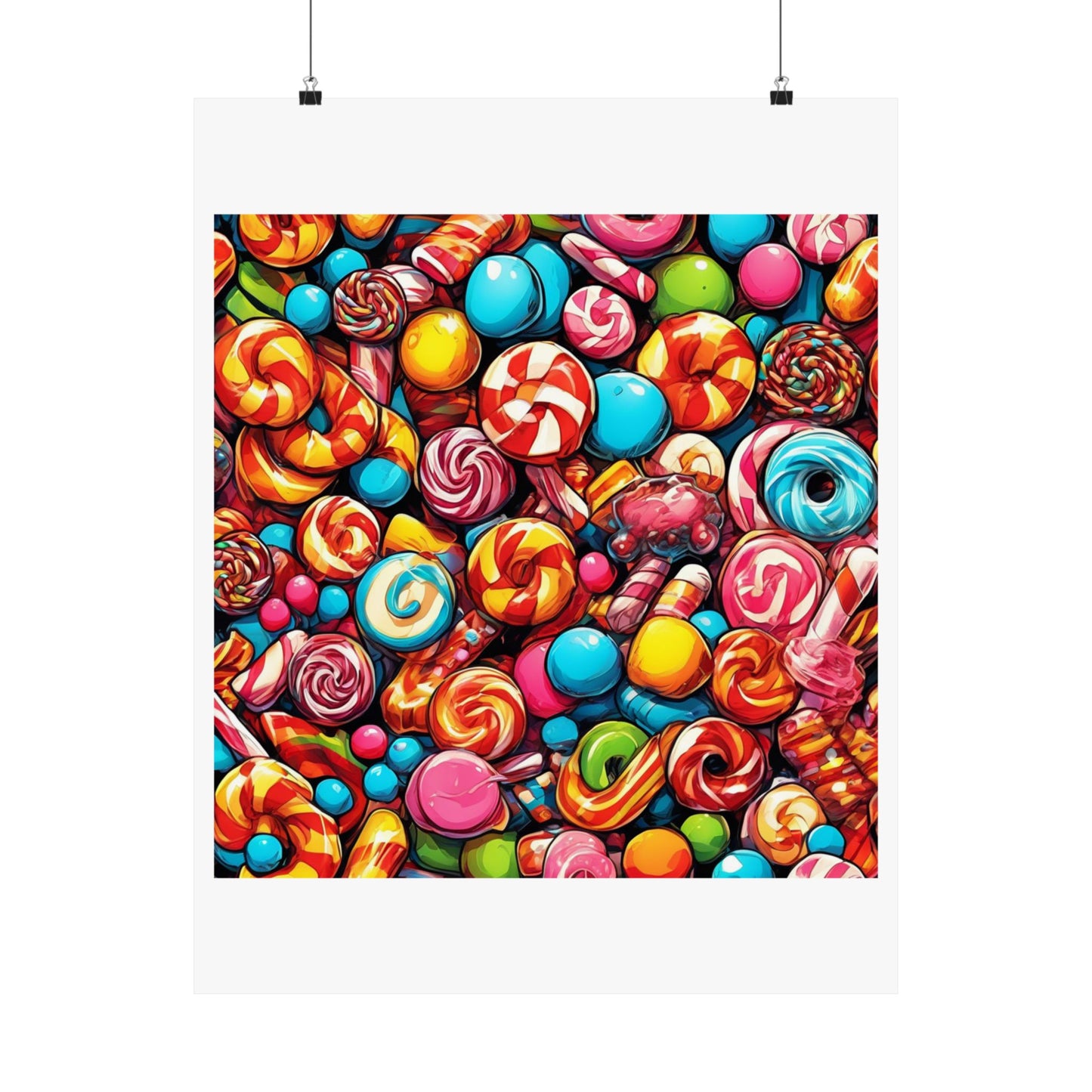Colorful Candy and Lollipop Pattern Poster