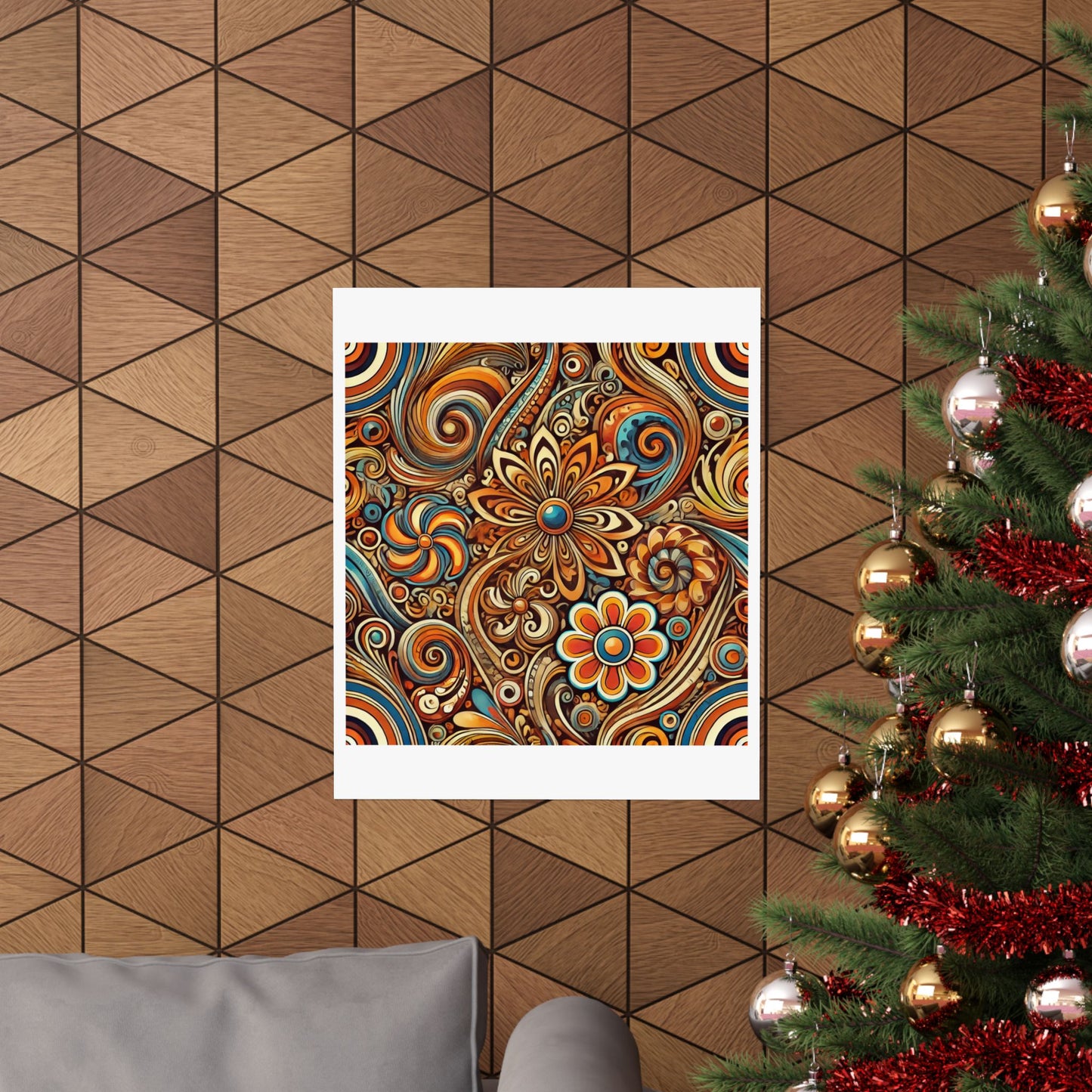 Ornate Abstract Floral Paisley Pattern Poster