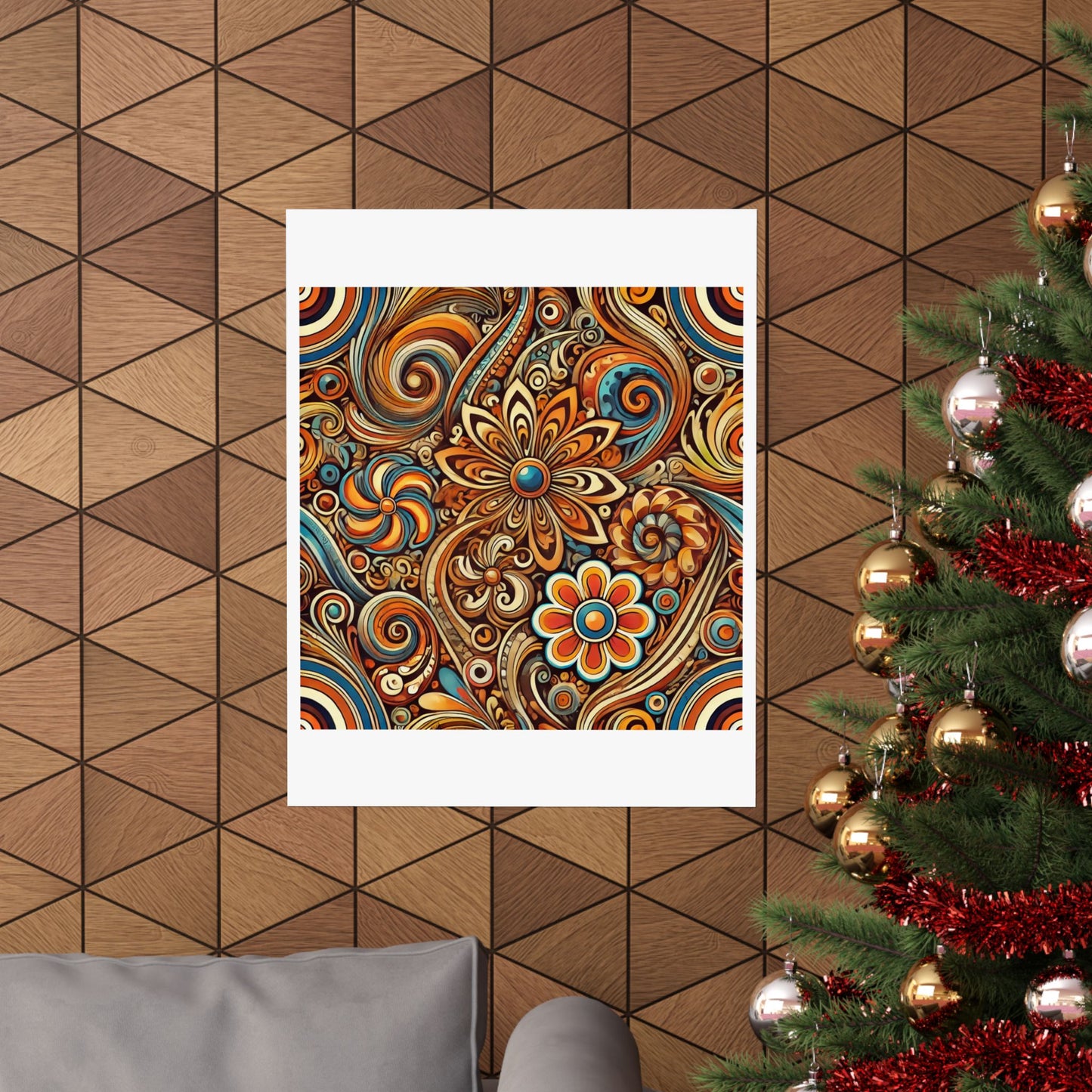 Ornate Abstract Floral Paisley Pattern Poster