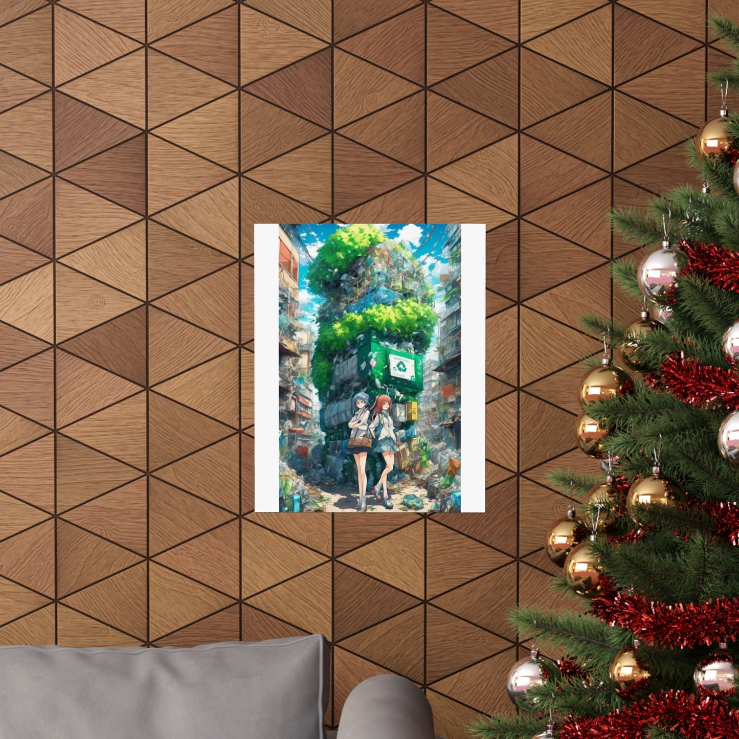 Urban Recycling Anime Friends Green City Wall Poster