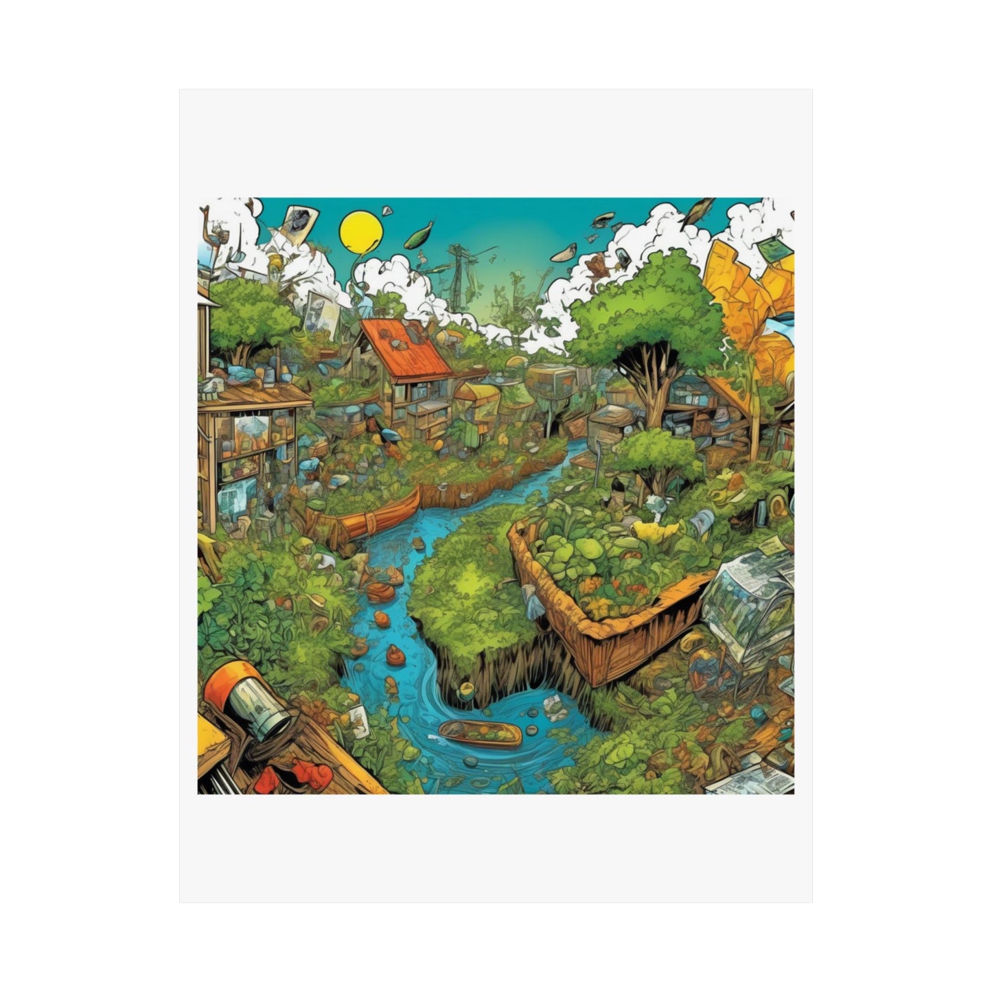Whimsical Garden Stream Nature Gift Art Poster