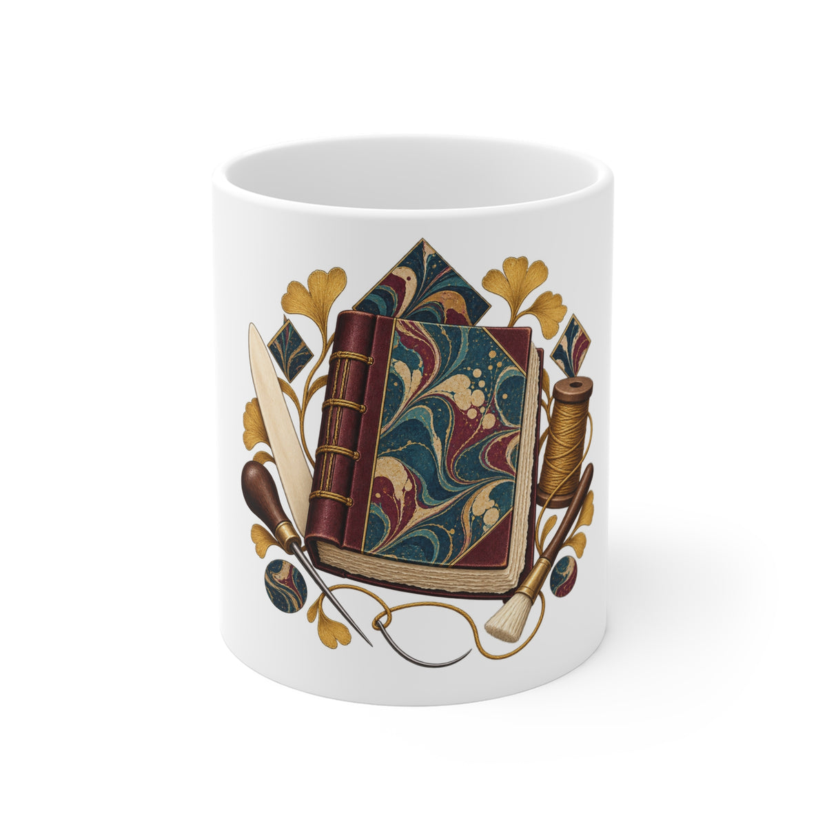 Traditional Marbled Bookbinding Workshop Mug