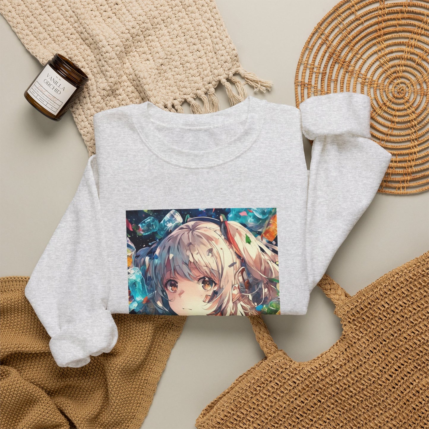 Crystal Bottle Anime Portrait Cozy Art Sweatshirt