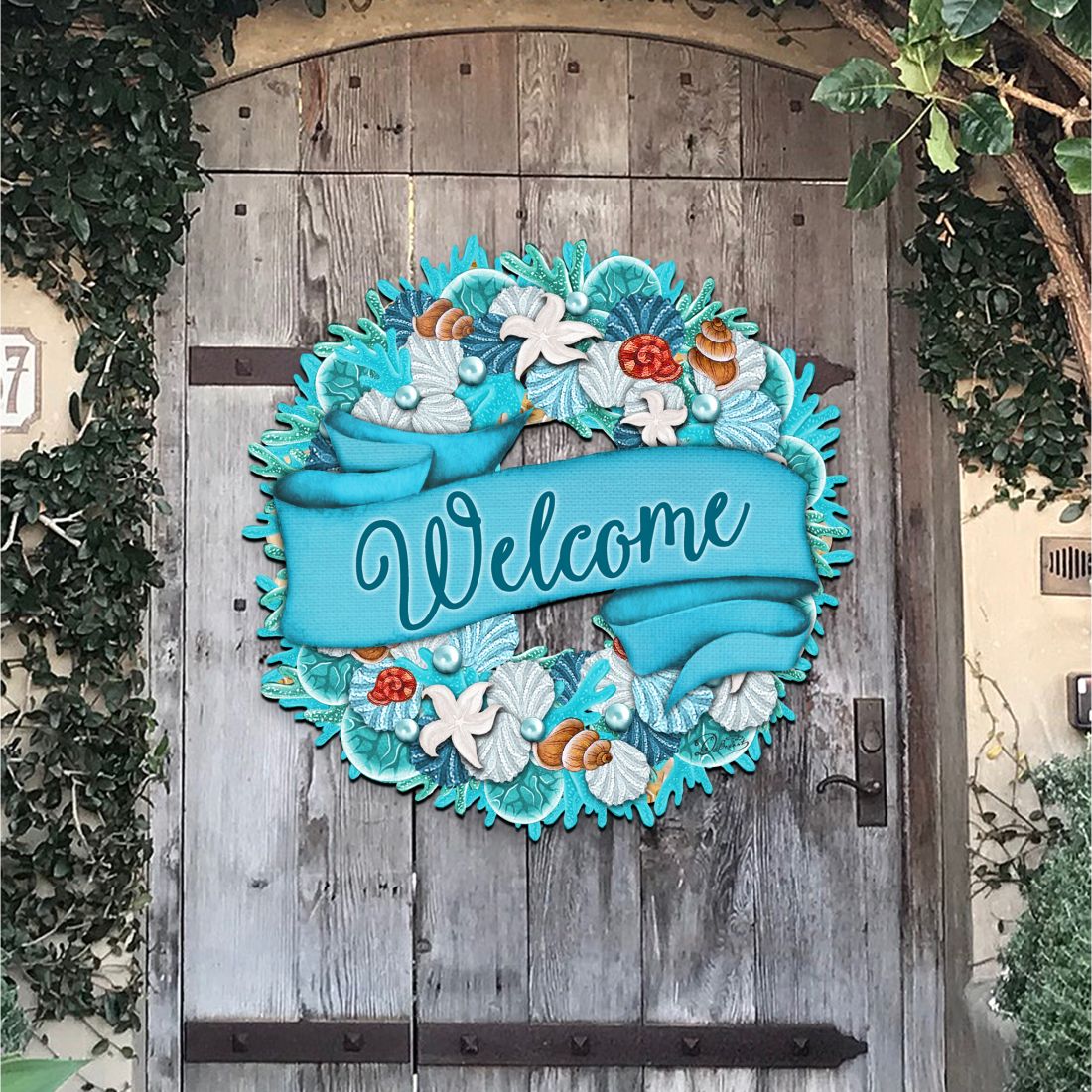 Coastal Holiday Door Wreath by G. DeBrekht - Coastal Holiday Decor - 8185306-2H