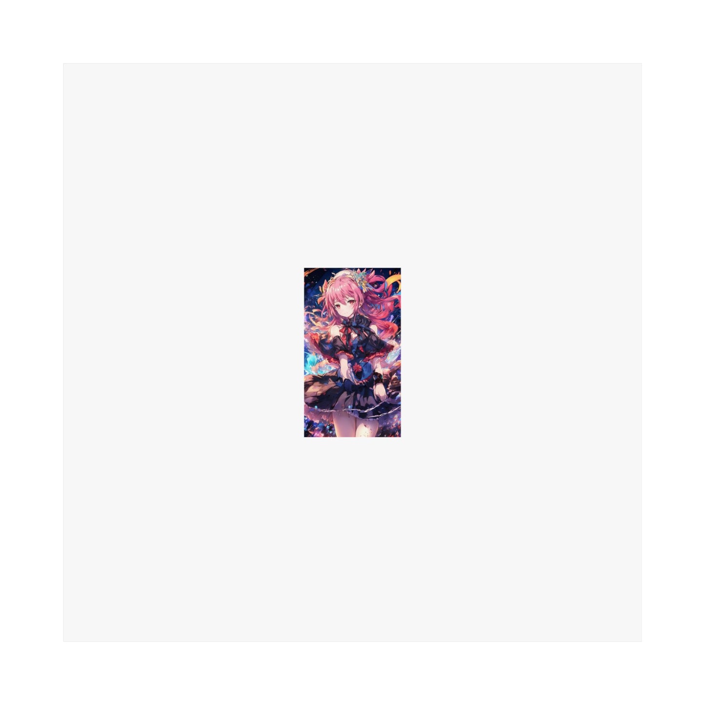 Pink Haired Fantasy Heroine Anime Portrait Poster Art