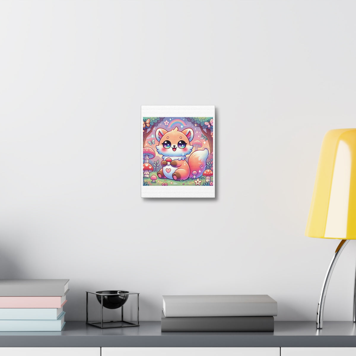 Pastel Woodland Fox Mushroom Kawaii Canvas Wall Art