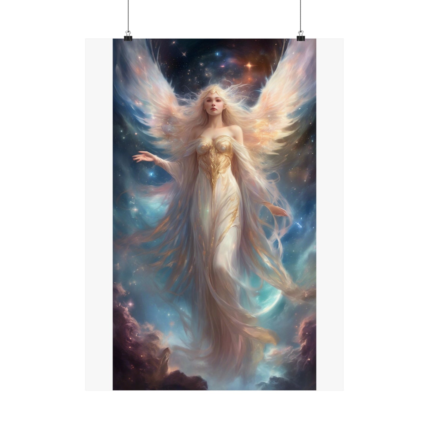 Celestial Winged Heroine Fantasy Portrait Poster