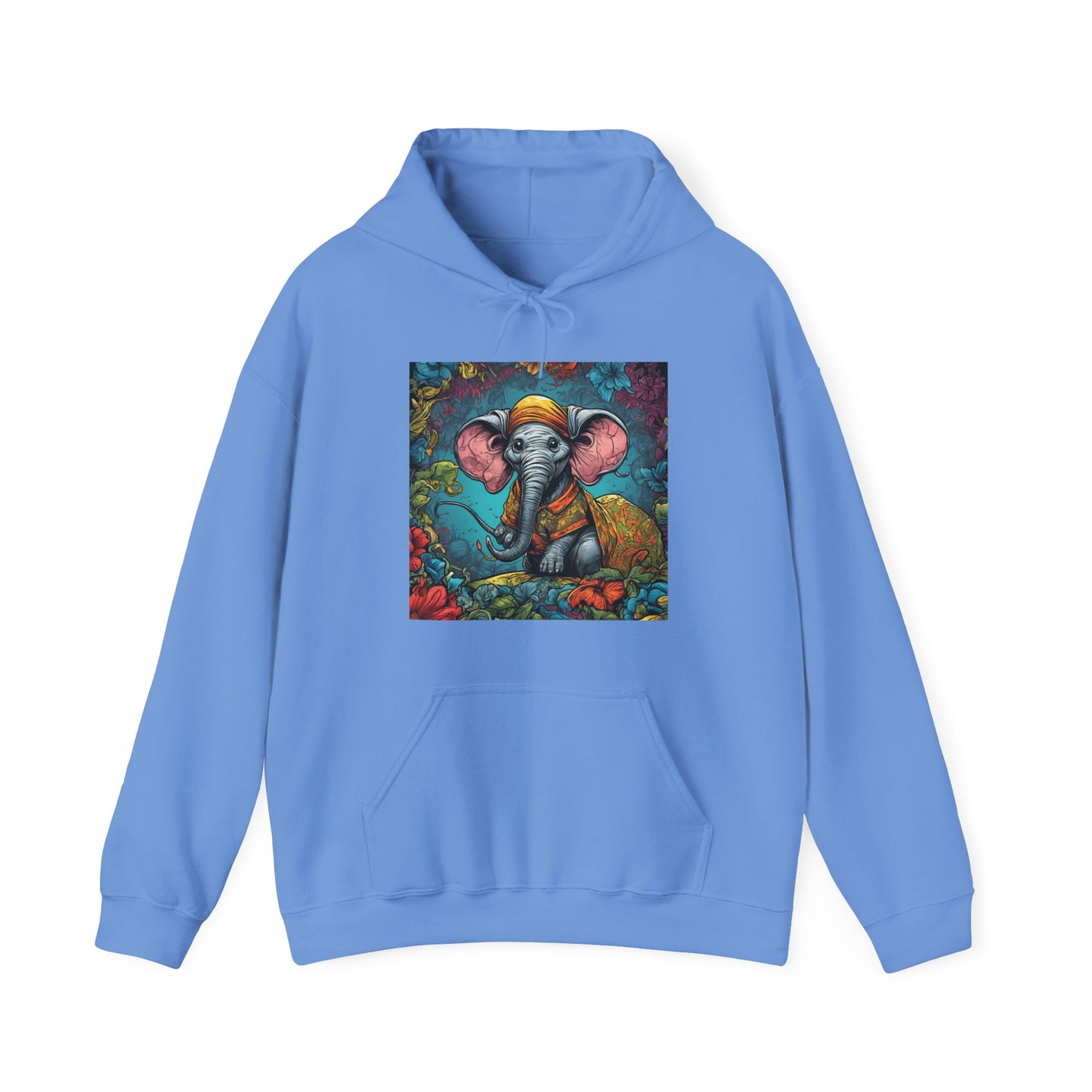 Colorful Storybook Elephant Floral Garden Art Hoodie
