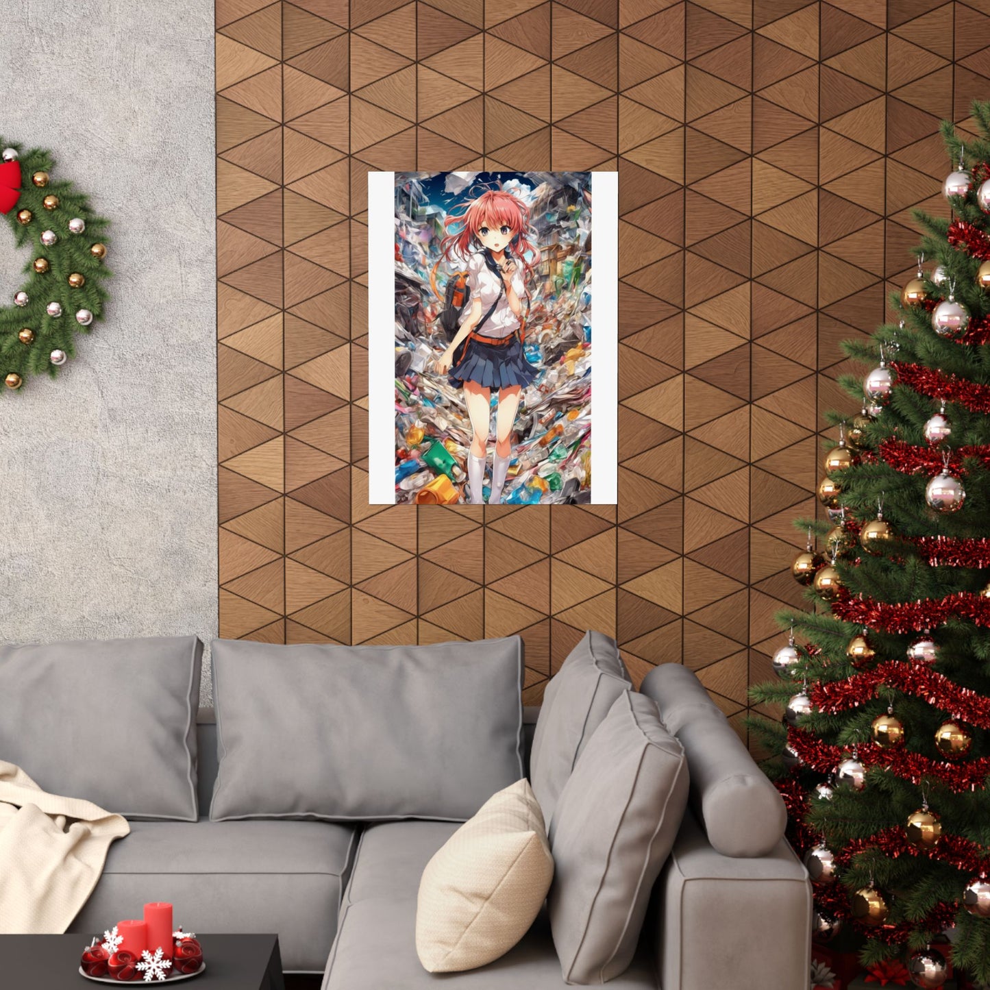 Recycling Day Anime Schoolgirl Eco Street Art Poster