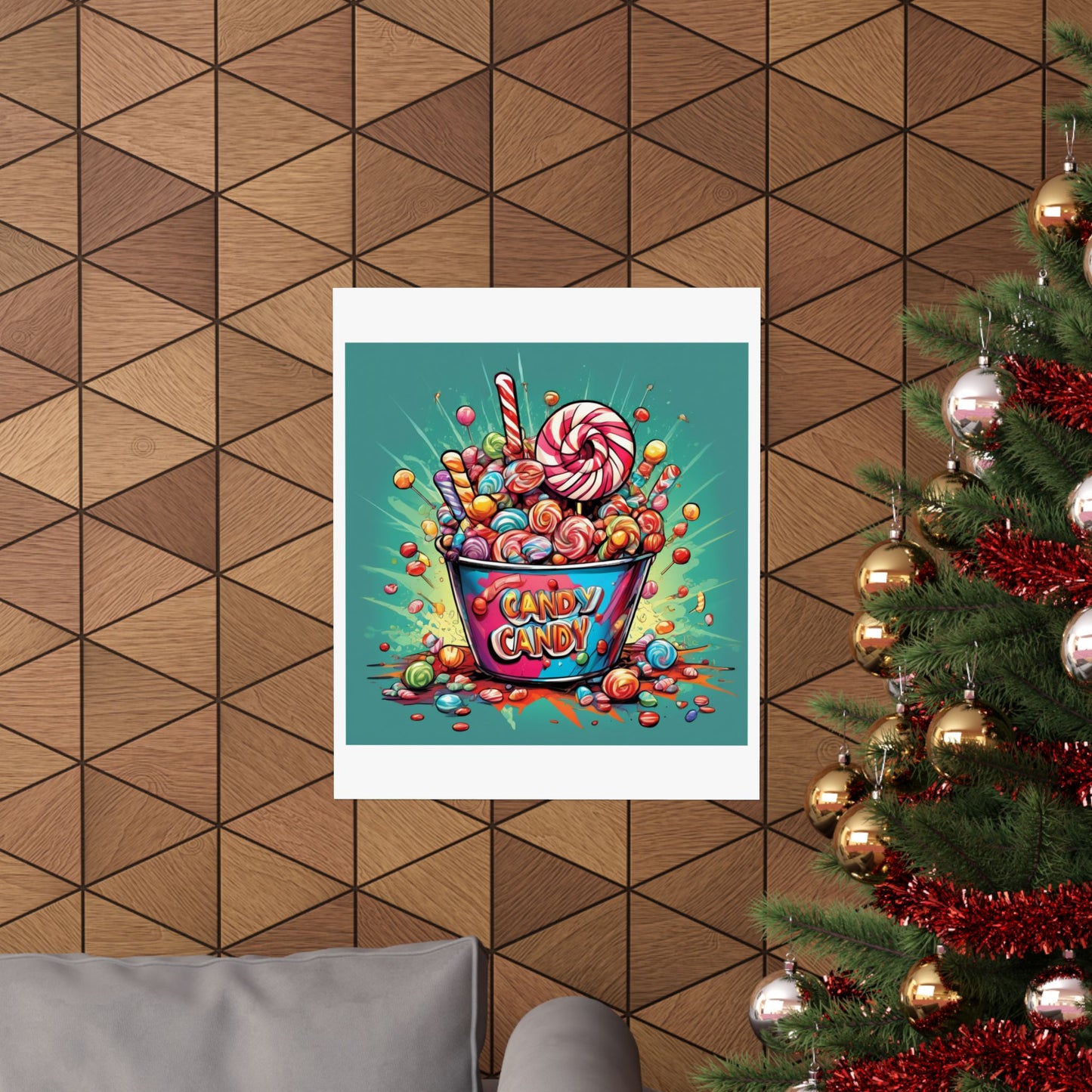 Holiday Candy Bucket Sweets Gift Art Poster