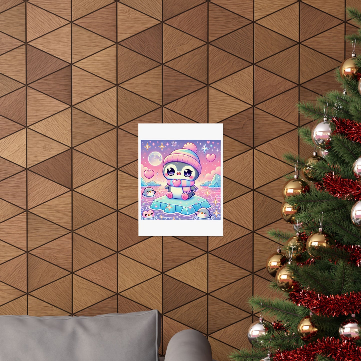Cute Winter Penguin Ice Floe Kawaii Art Poster