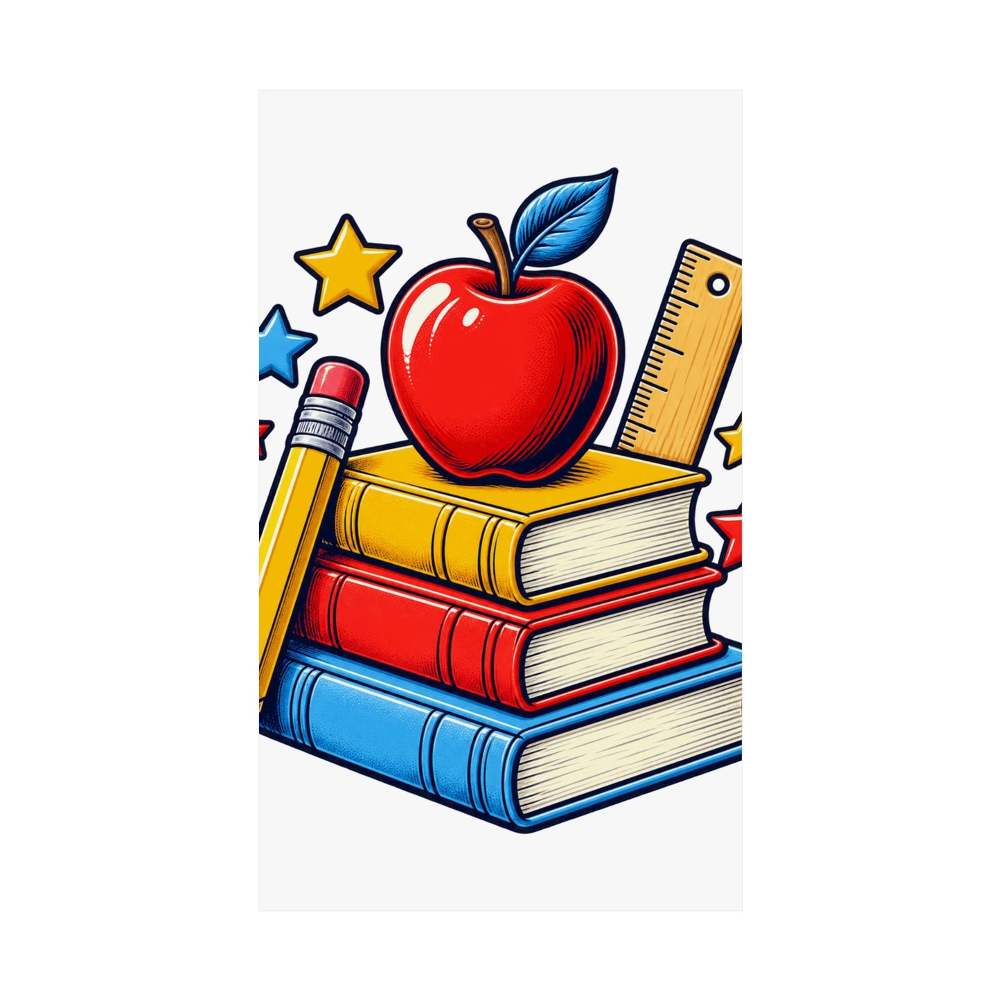 Retro School Books Apple Teacher Appreciation Art Poster