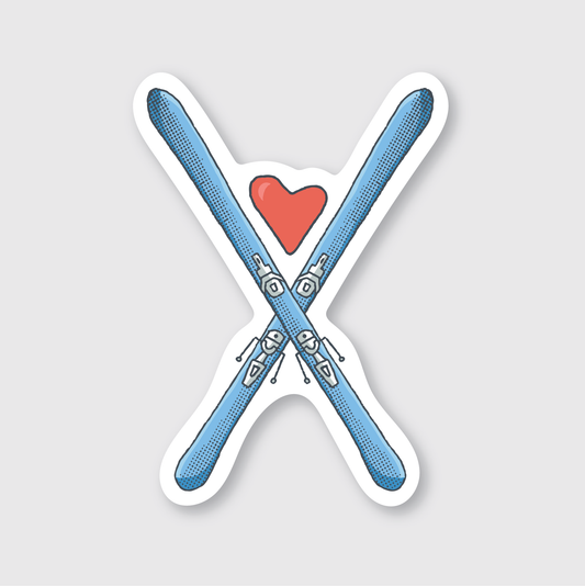 Heart Skis Sticker