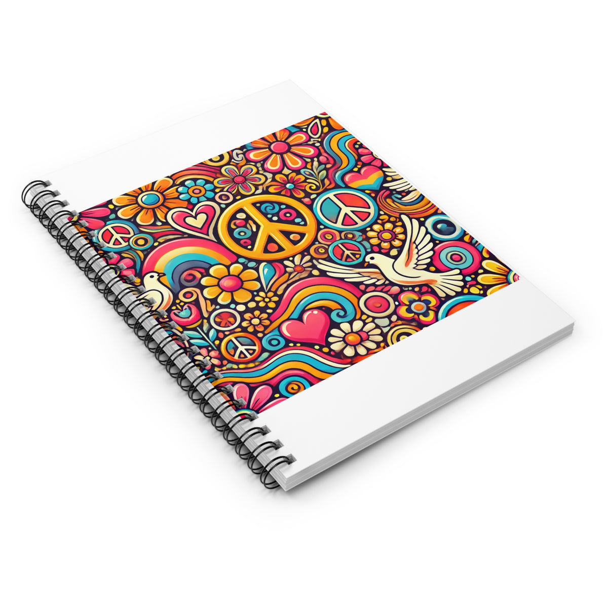 Colorful Peace Floral Pattern Spiral Notebook