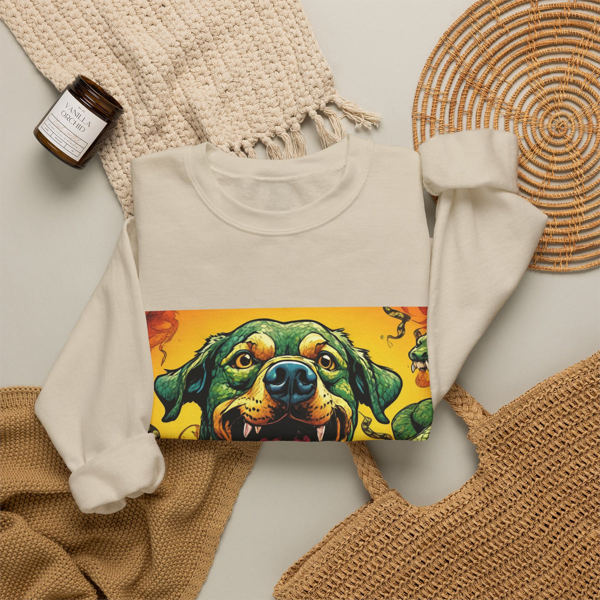 Surreal Serpent Hound Dark Fantasy Art Sweatshirt