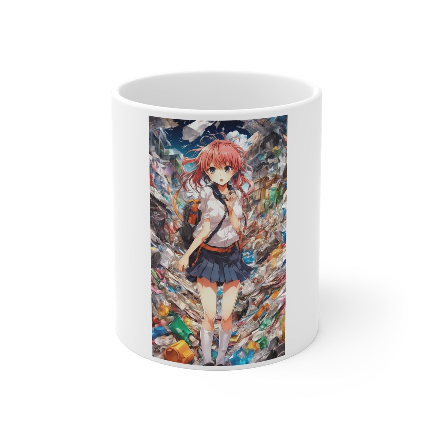 Recycling Day Anime Schoolgirl Eco Art Coffee Mug