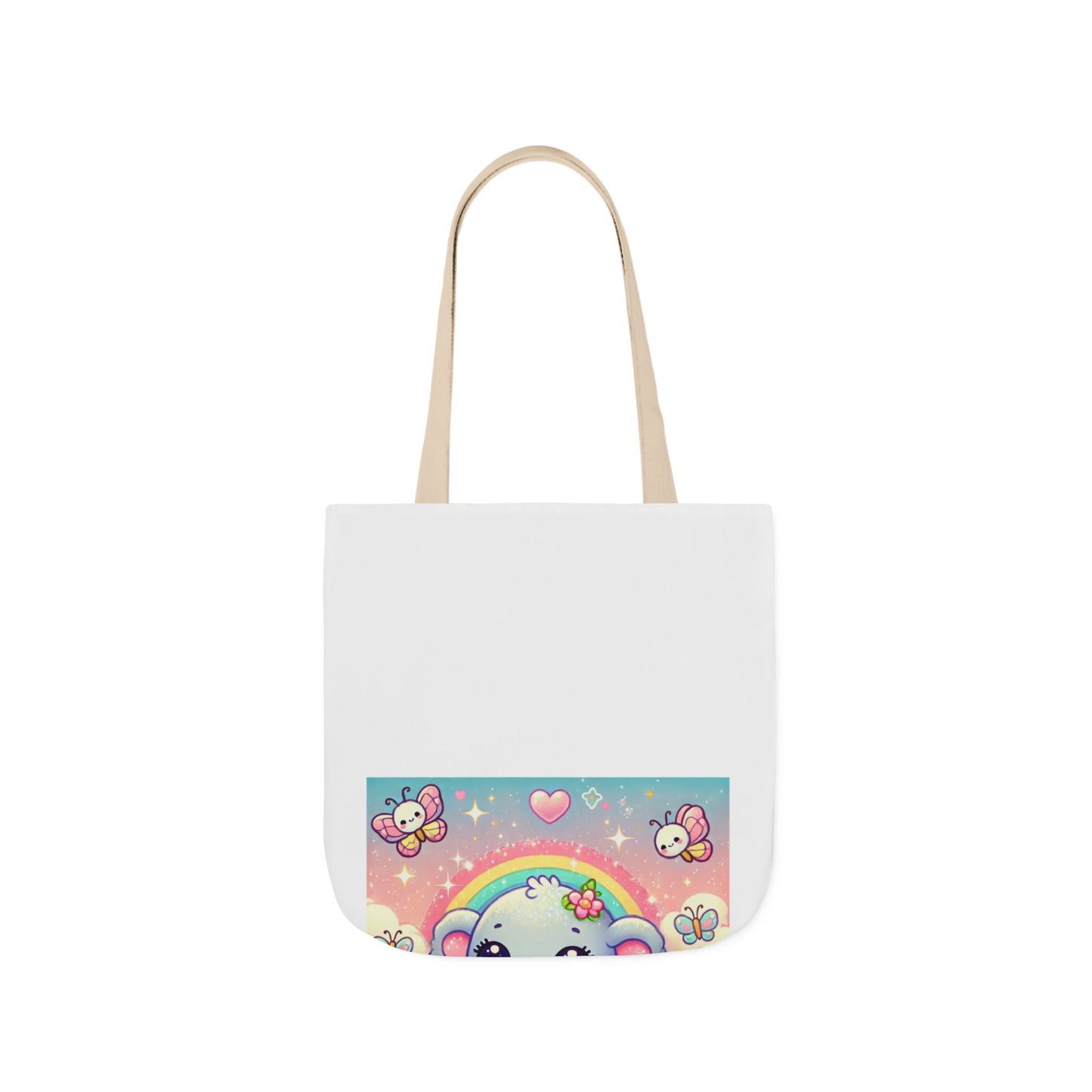 Pastel Rainbow Baby Elephant Floral Canvas Tote Bag