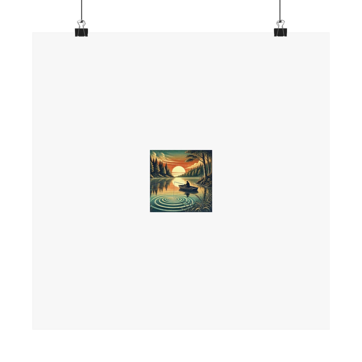Sunset Lake Fishing Retreat Poster Lake House Fishing Wall Art Gift