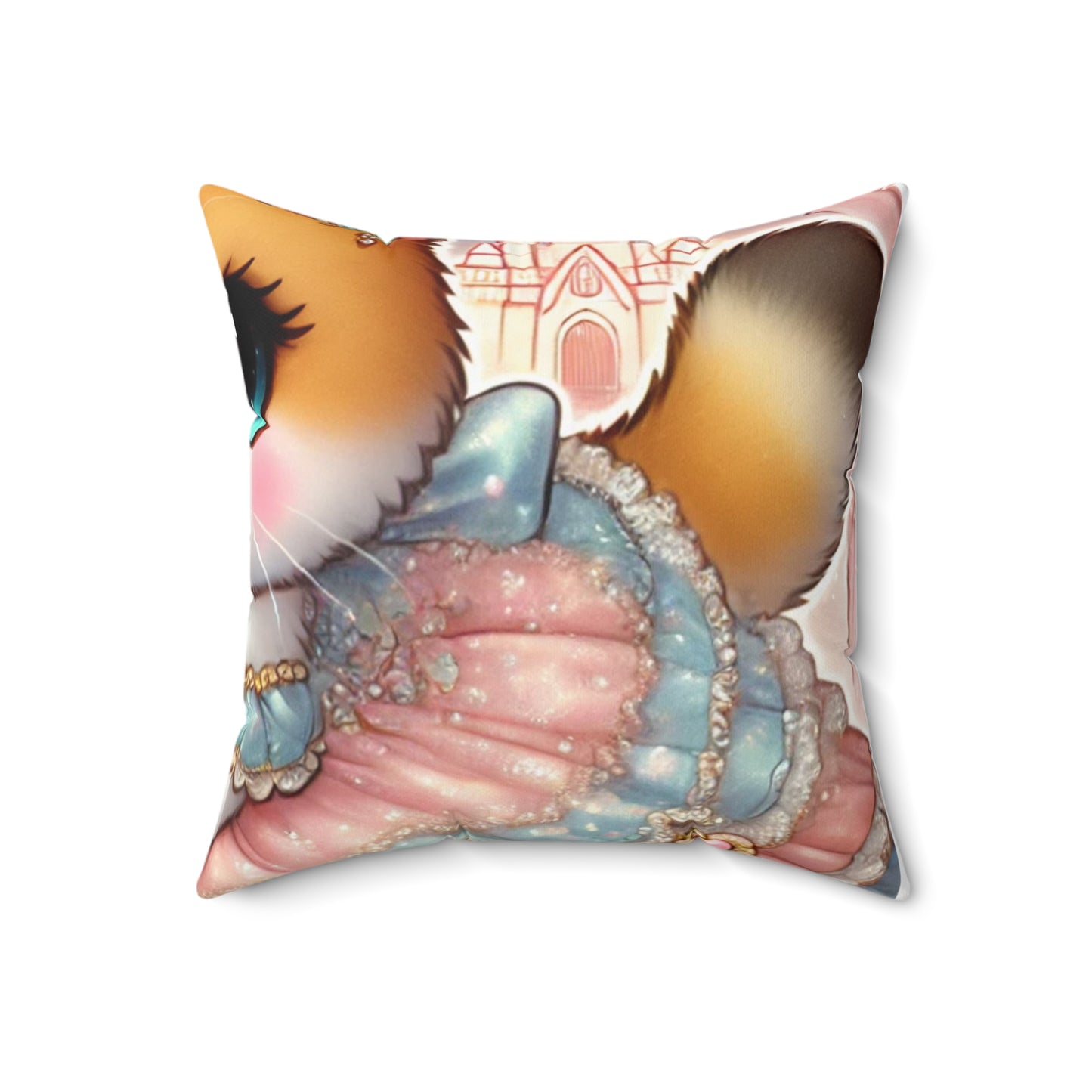 Pastel Princess Calico Cat Fantasy Decorative Pillow