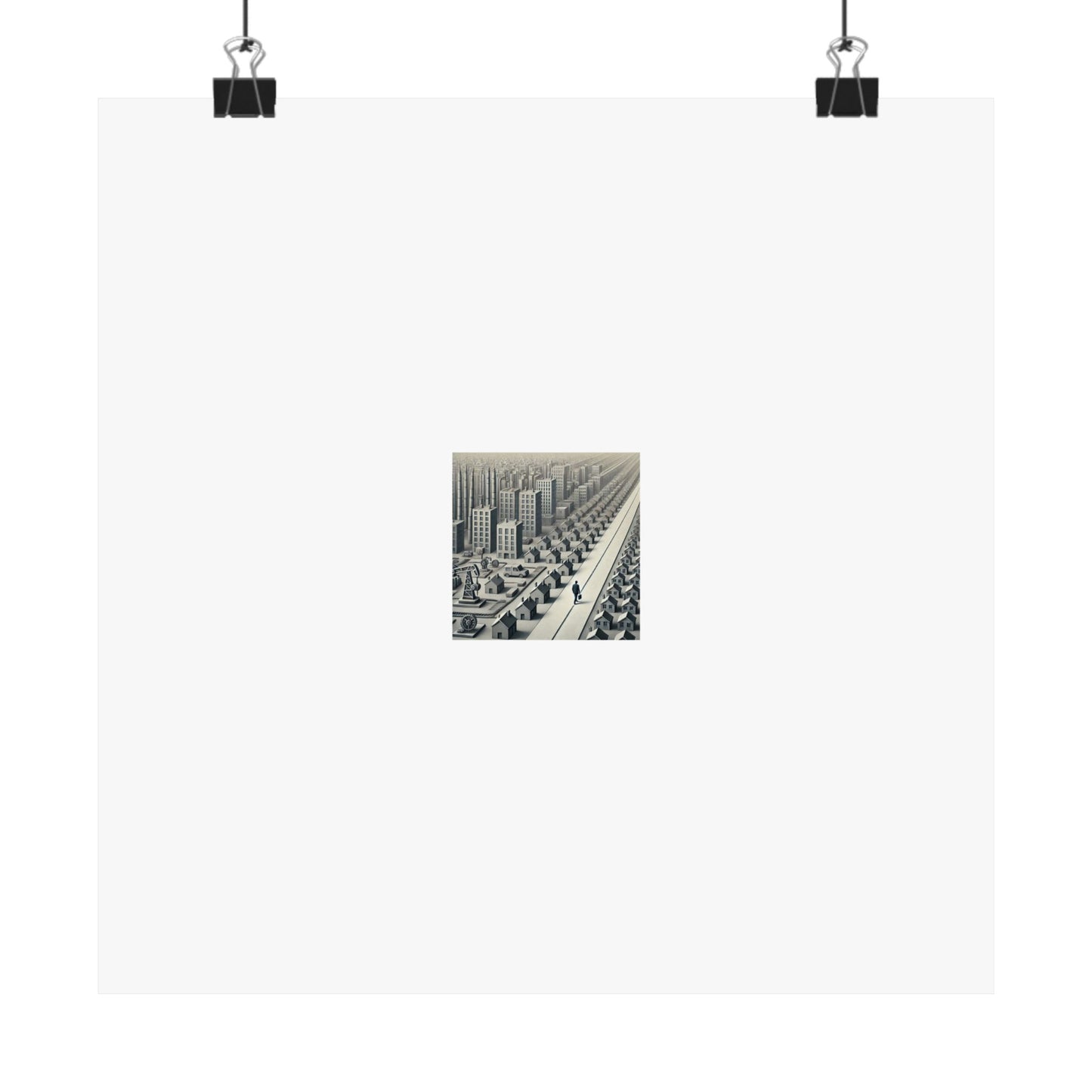Monochrome Urban Factory Cityscape Poster Industrial Wall Art Gift