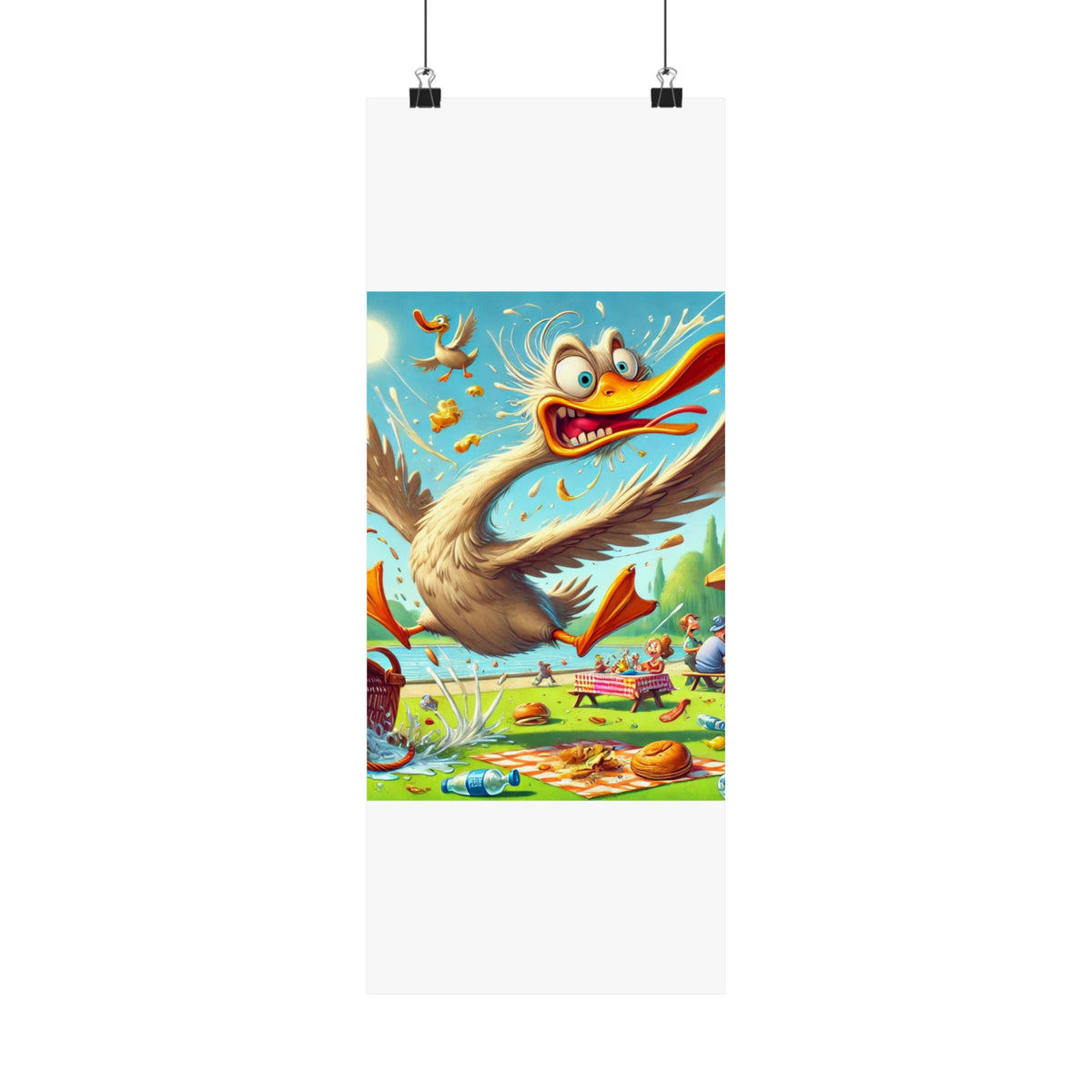 Chaotic Picnic Duck Funny Summer Wall Art Poster