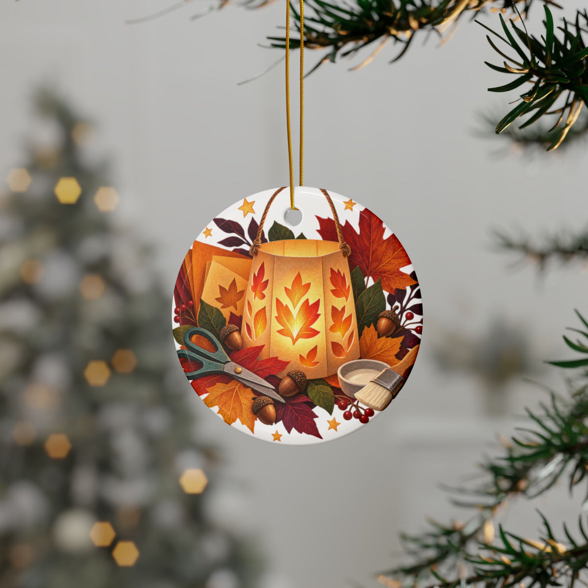 Autumn Lantern Making Workshop Round Ornament