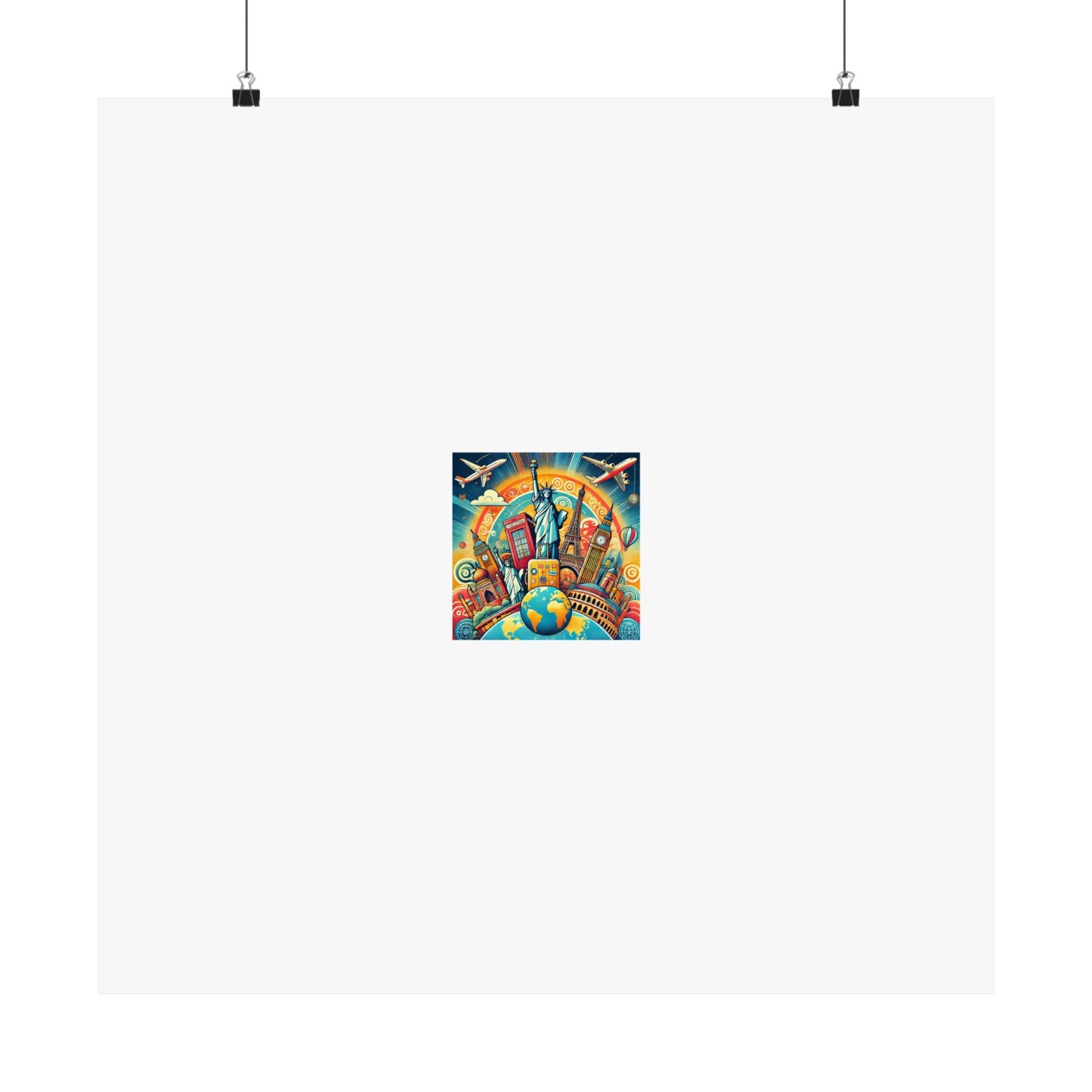 Global Landmark Adventure Collage Colorful Travel Poster