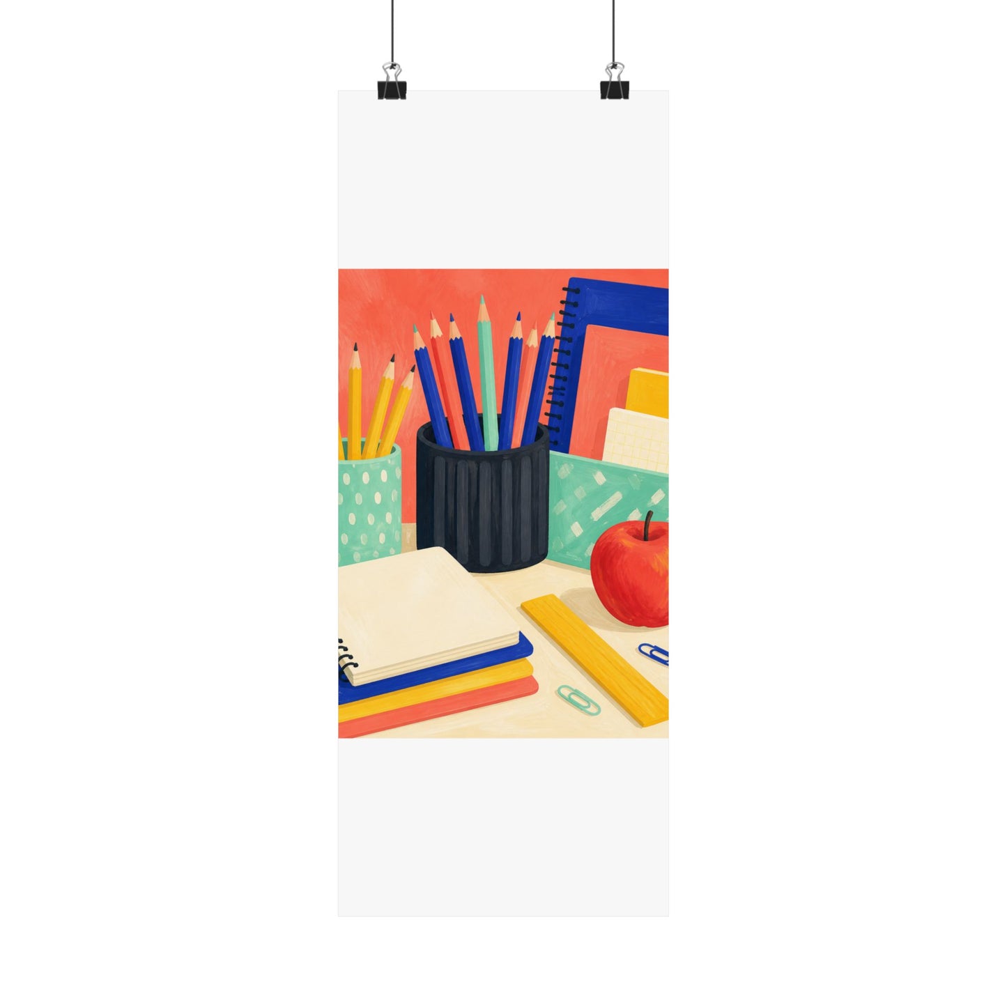 Colorful Teacher Desk Supplies Art Poster