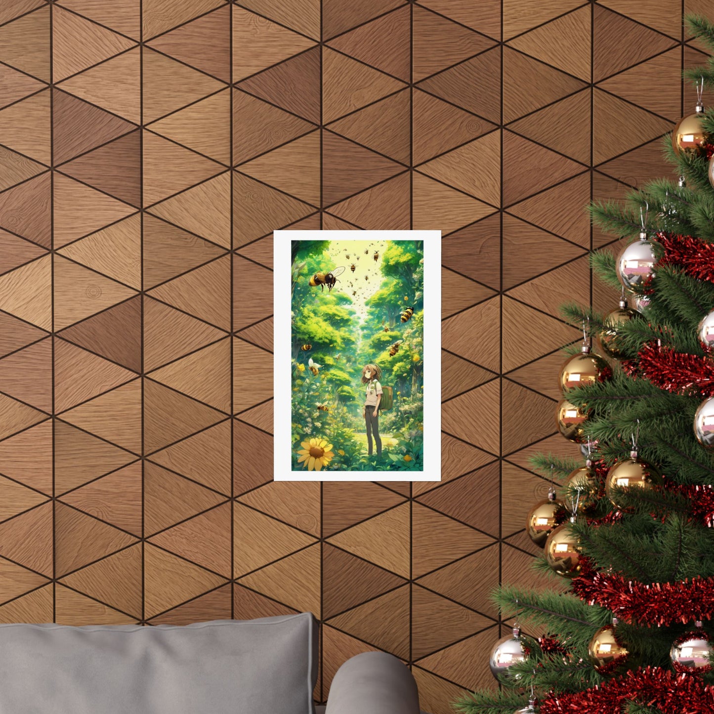 Bee Garden Explorer Anime Nature Art Poster