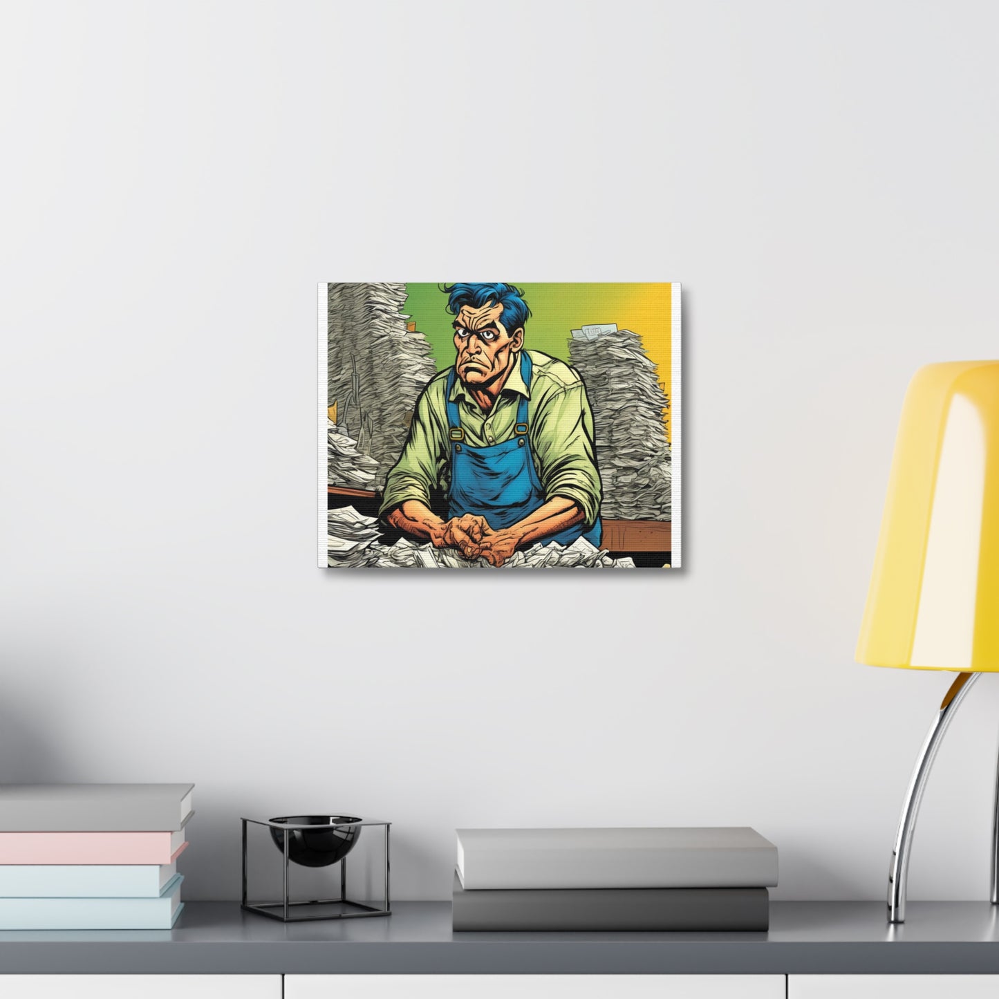 Paperwork Chaos Desk Worker Funny Office Art Canvas