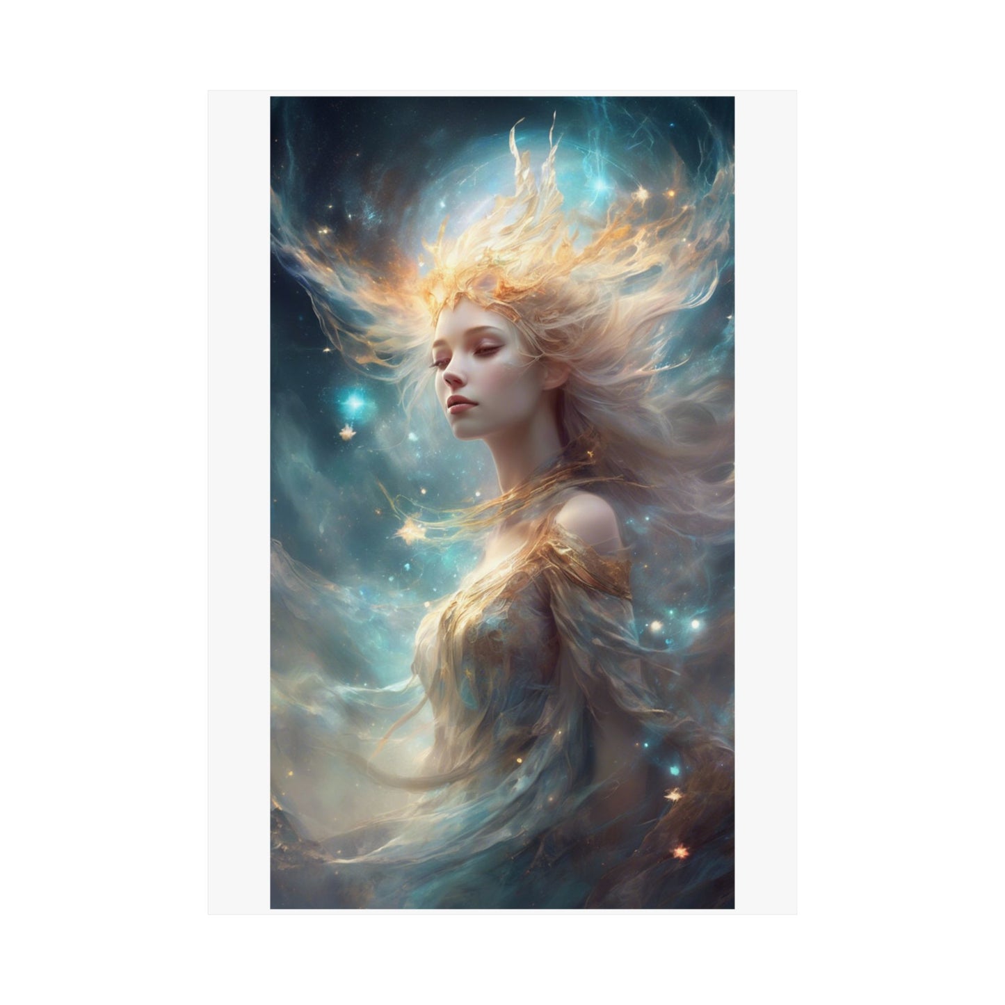 Solar Celestial Spirit Fantasy Portrait Poster