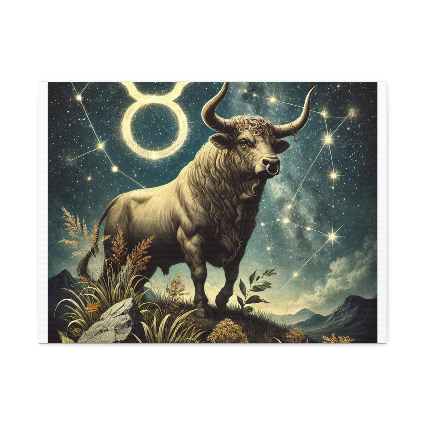 Taurus Bull Constellation Celestial Canvas Wall Art