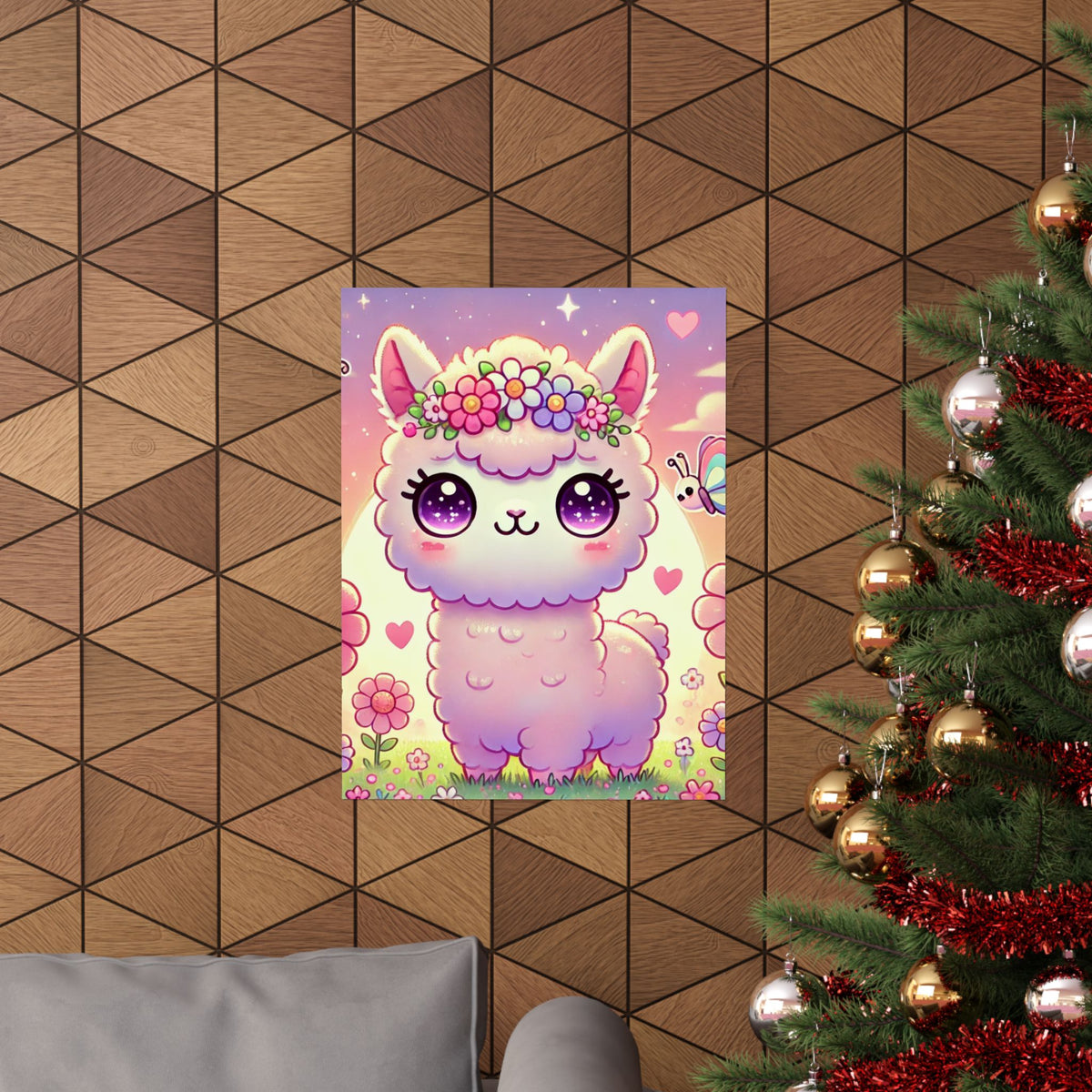 Pastel Floral Alpaca Garden Kawaii Wall Art Poster