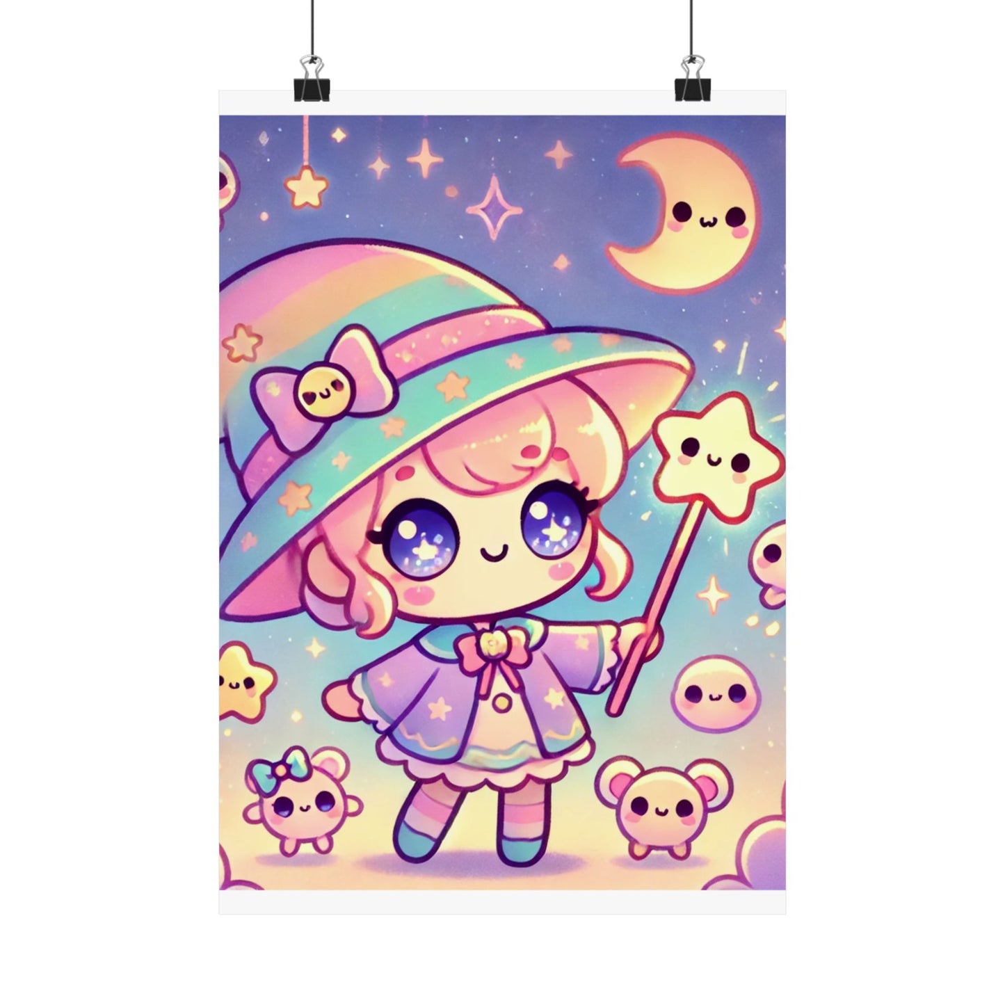 Kawaii Moon Wand Pastel Fantasy Wall Art Poster