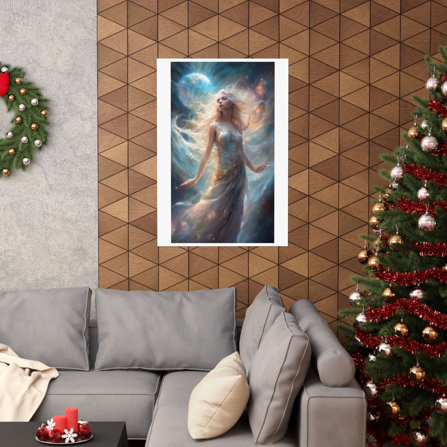 Moonlit Celestial Maiden Fantasy Portrait Poster