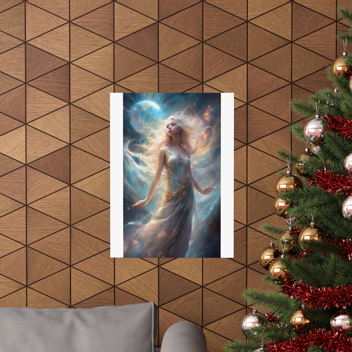 Moonlit Celestial Maiden Fantasy Portrait Poster