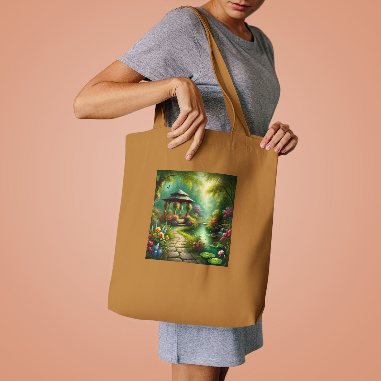 Spring Garden Gazebo Floral Landscape Tote Bag