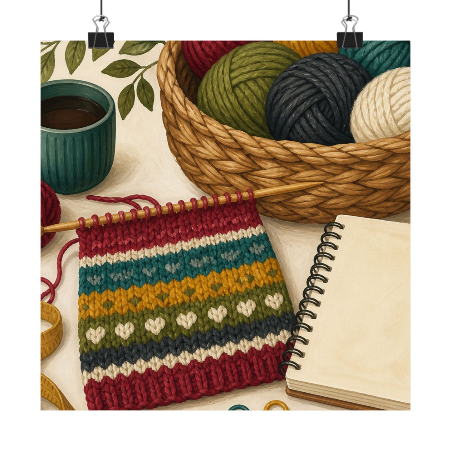 Cozy Knitting and Yarn Hobby Art Poster