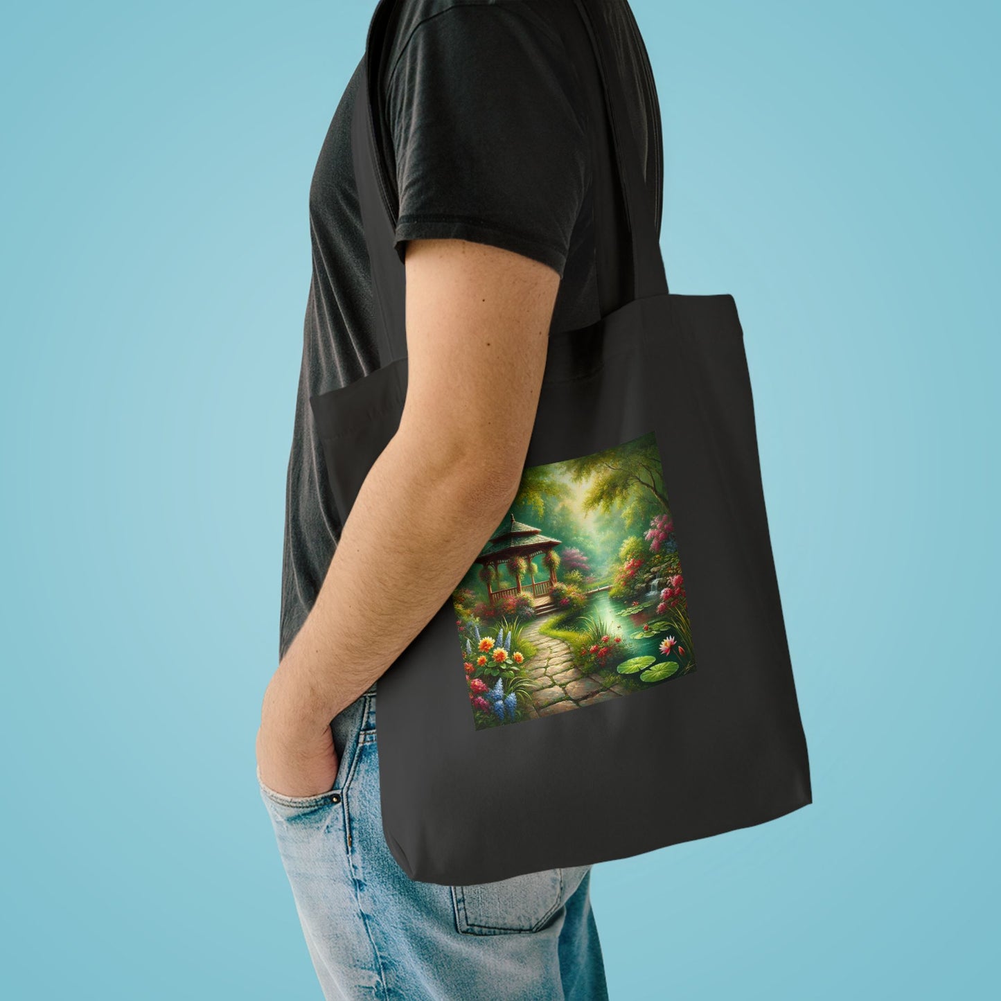 Spring Garden Gazebo Floral Landscape Tote Bag
