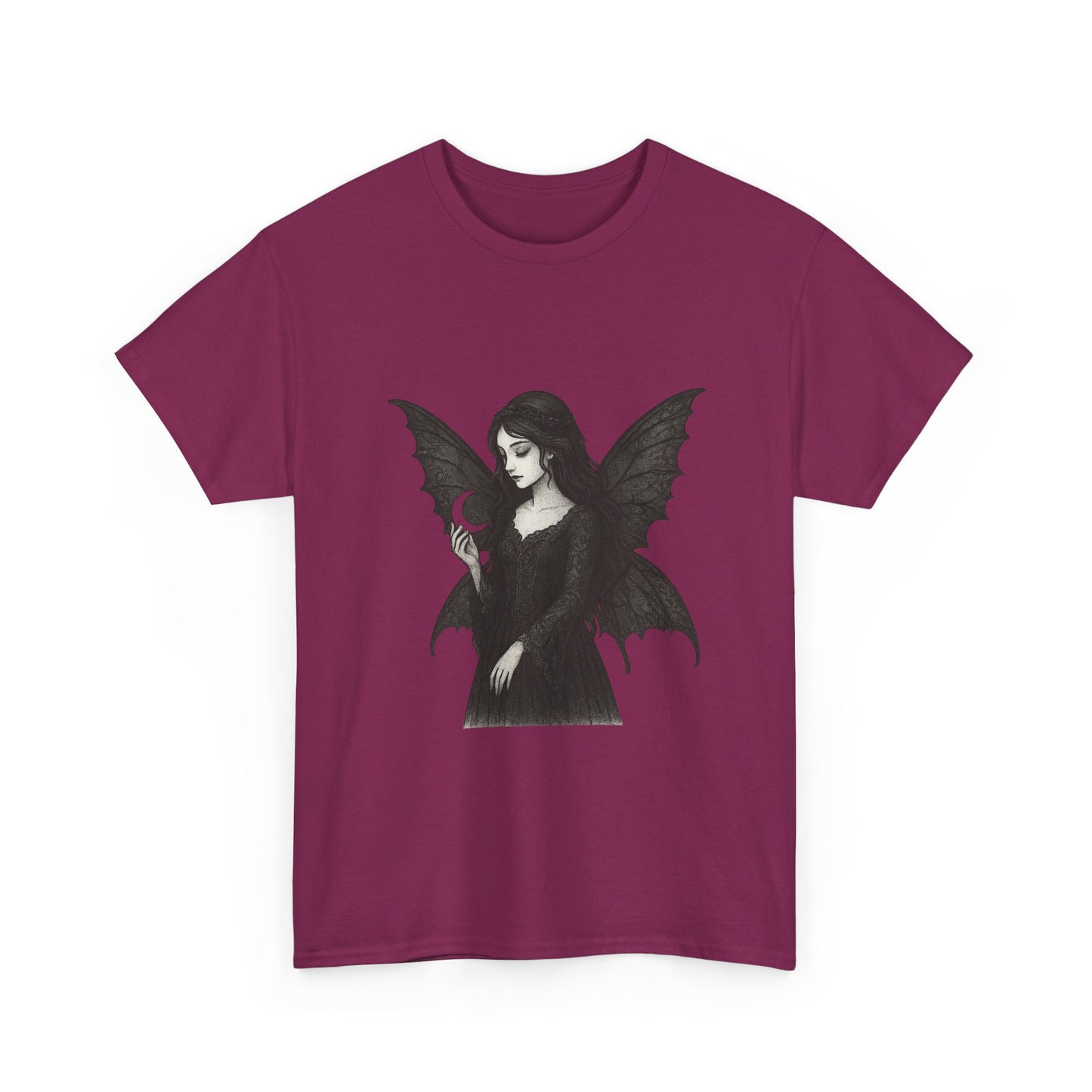 Gothic Fairy Tee, Unisex Cotton T-Shirt with Bat Wings, Forest Aesthetic Shirt, Perfect for Halloween, Casual Wear, Emo Witch