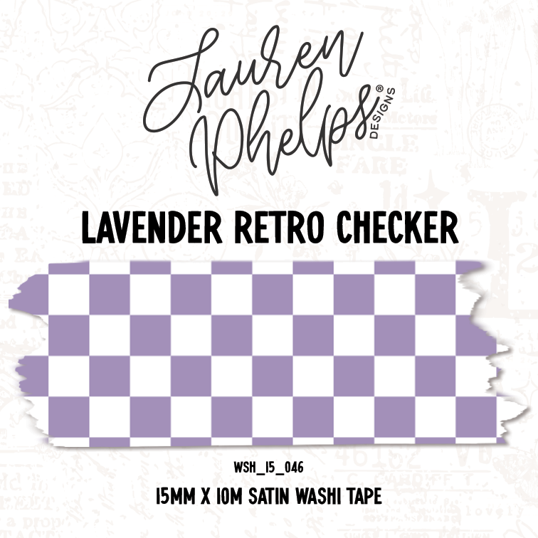 Lavender Retro Checker 15mm washi