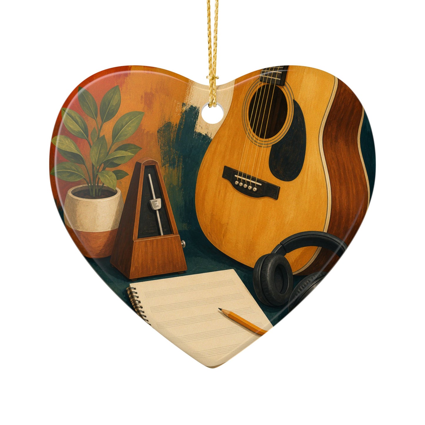 Warm Music Practice Hobby Art Ceramic Ornament, Holiday Keepsake and Gift