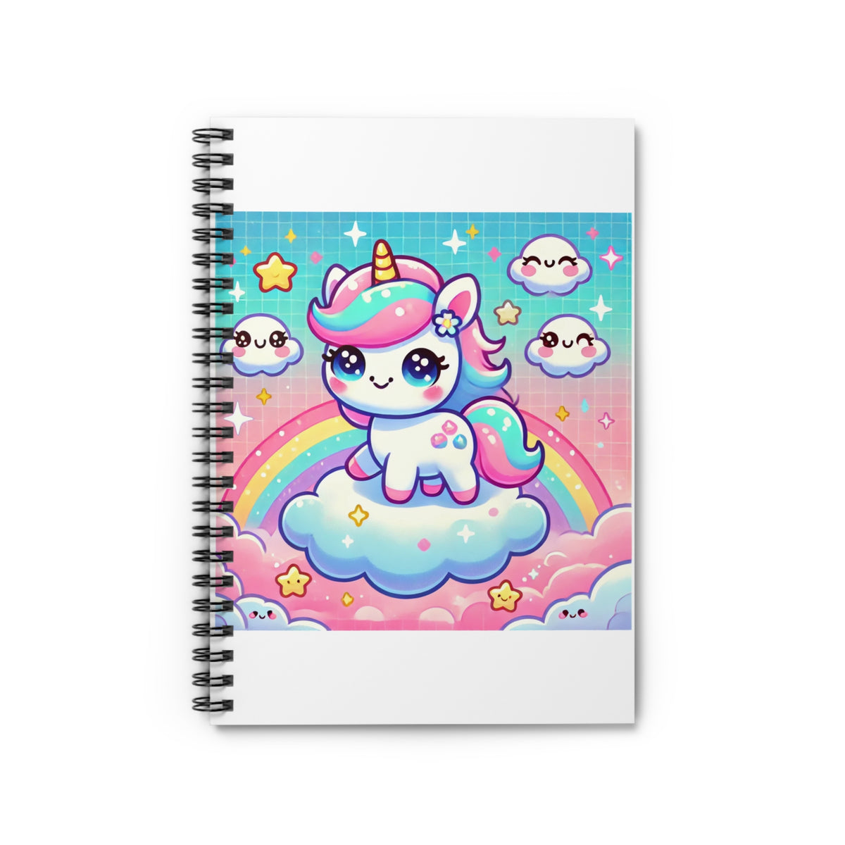 Pastel Rainbow Unicorn Cloud Kawaii Spiral Notebook